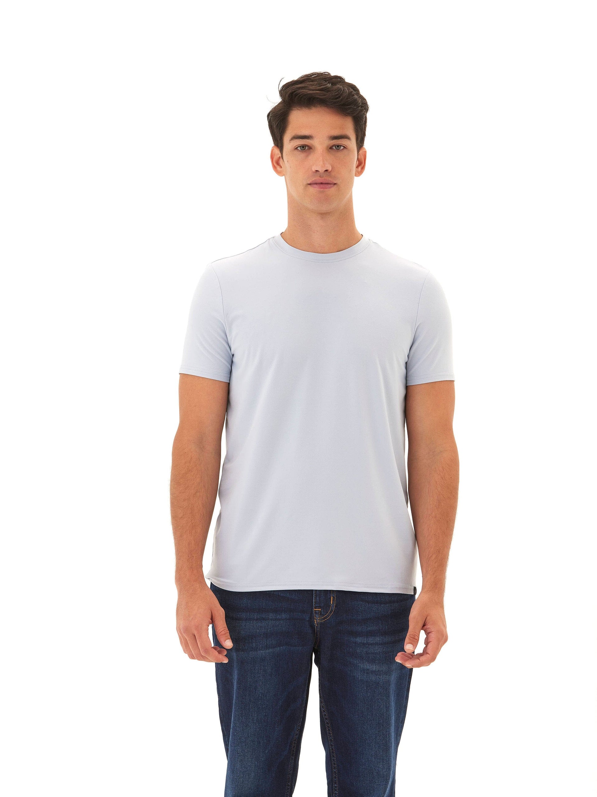 Men's Luxe Jersey Crew Neck Tee in Light Blue and Pale Blue