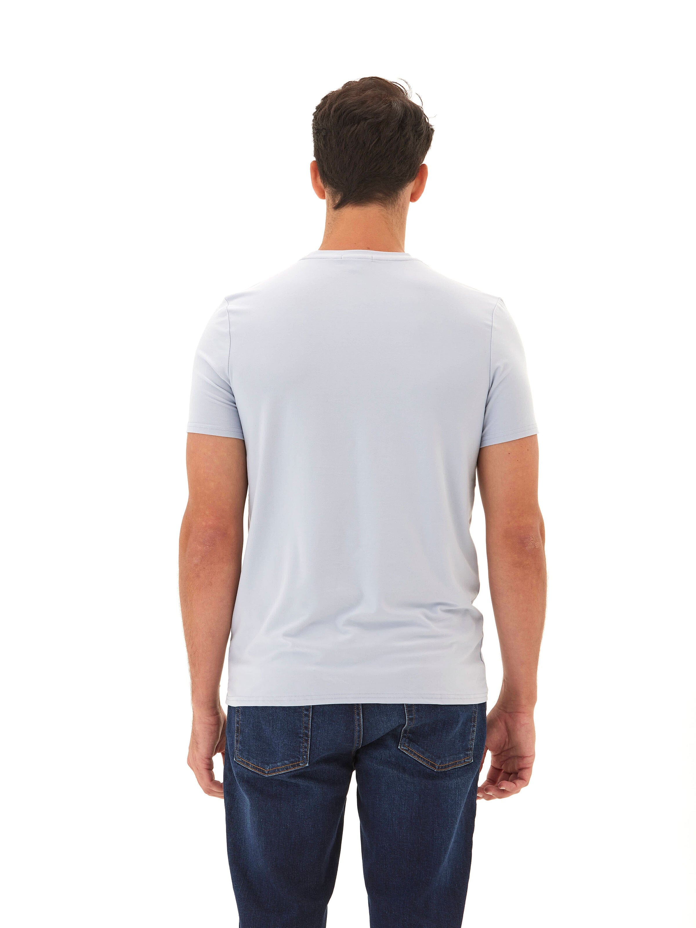 Men's Luxe Jersey Crew Neck Tee in Light Blue and Pale Blue