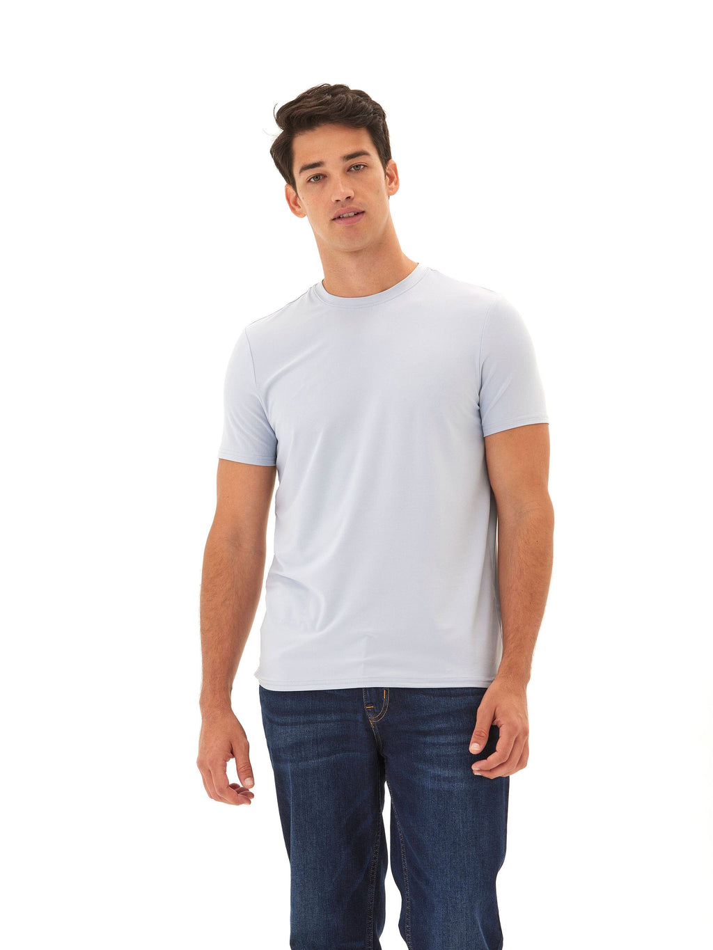 Men's Luxe Jersey Crew Neck Tee in Light Blue and Pale Blue