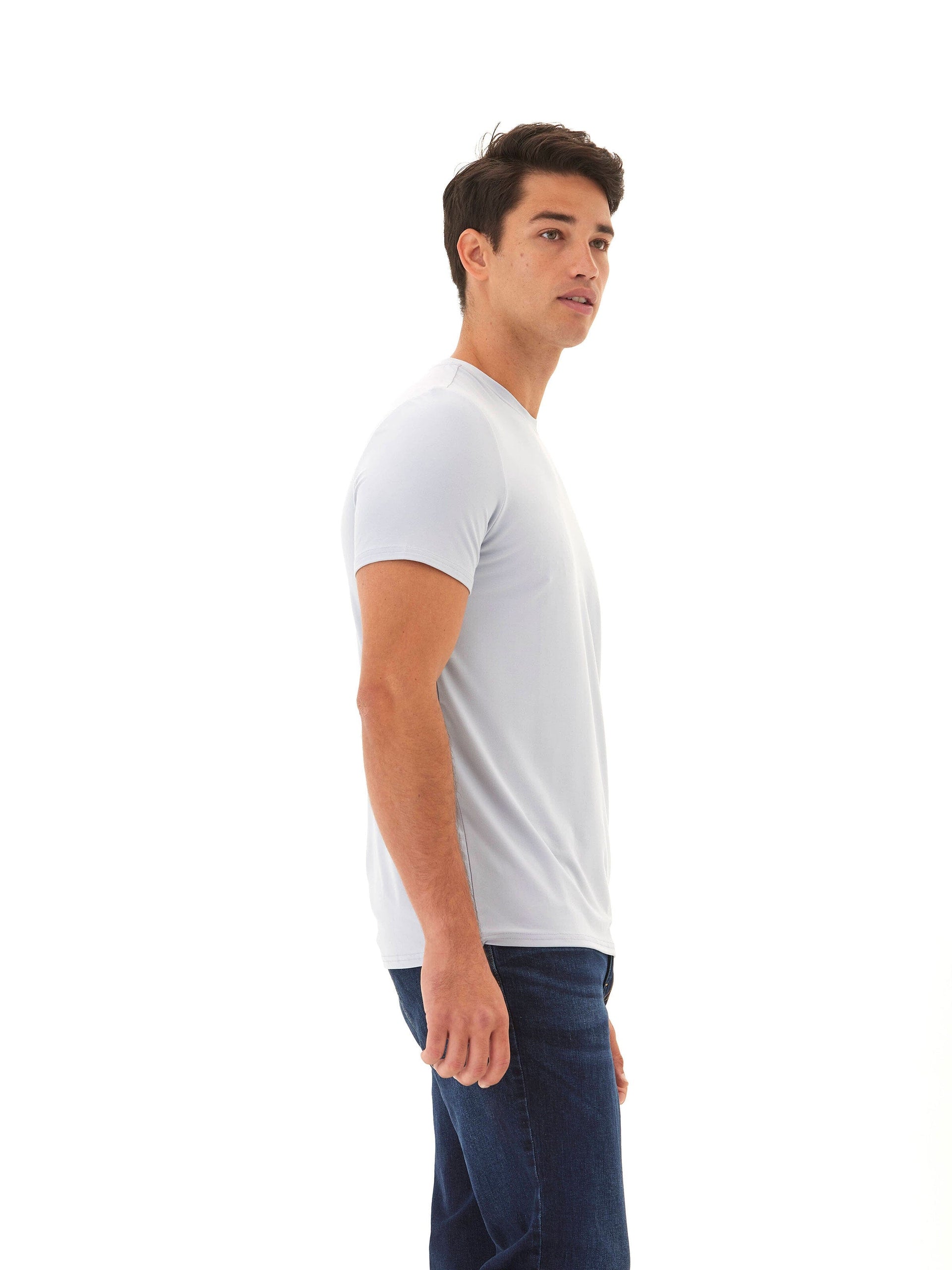 Men's Luxe Jersey Crew Neck Tee in Light Blue and Pale Blue