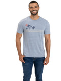 Yucca Basin graphic t-shirt featuring a hand-drawn outdoor design, available in blue and grey.