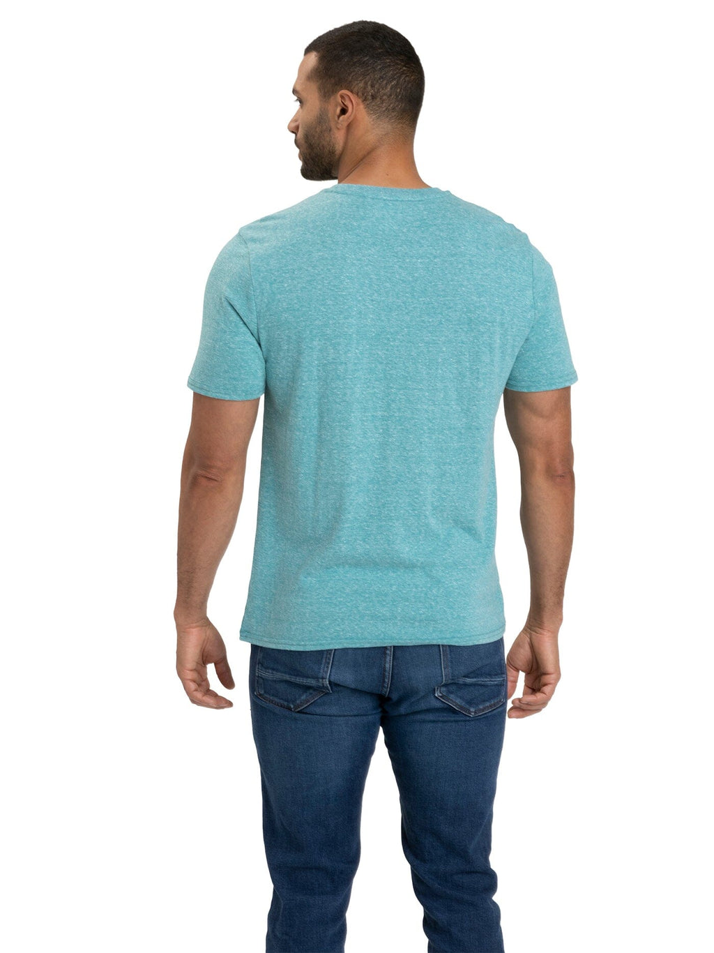 Men's Triblend Embroidered Tee in Teal and White