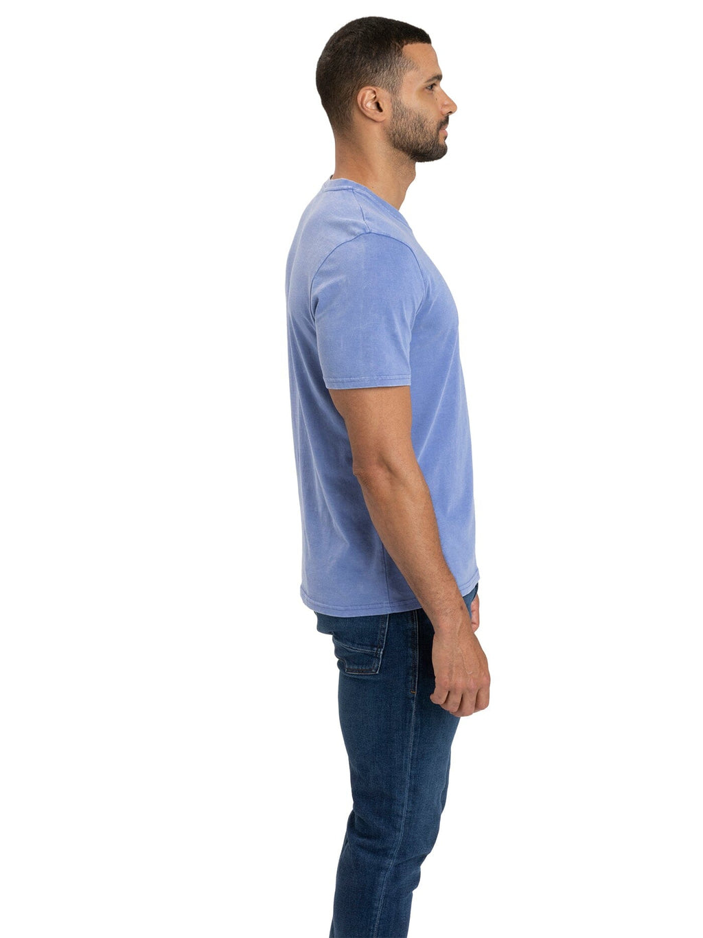 Men's Mineral Wash Jersey V-Neck Tee in Blue