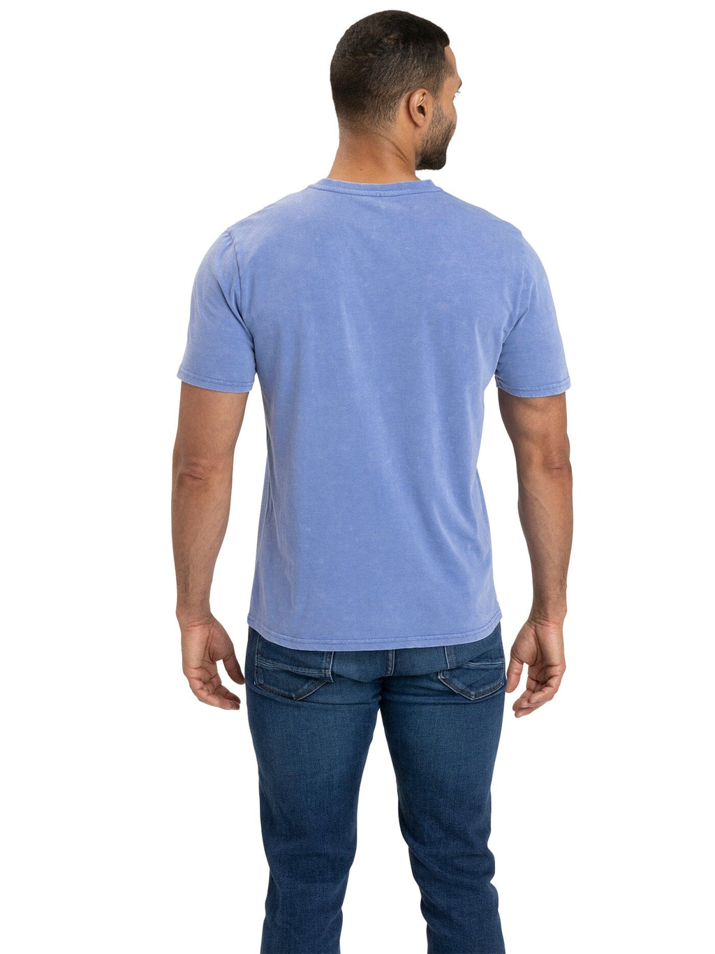 Men's Mineral Wash Jersey V-Neck Tee in Blue