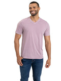 Men's Mineral Wash Jersey V-Neck Tee in Muted Mauve and Lavender, featuring a soft knit texture.