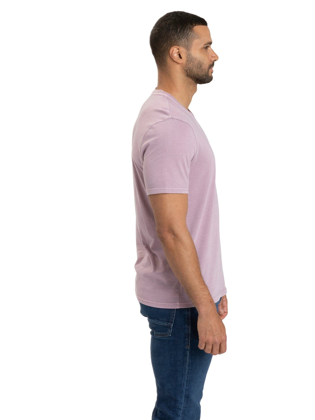 Men's Mineral Wash Jersey V-Neck Tee in Muted Mauve and Lavender