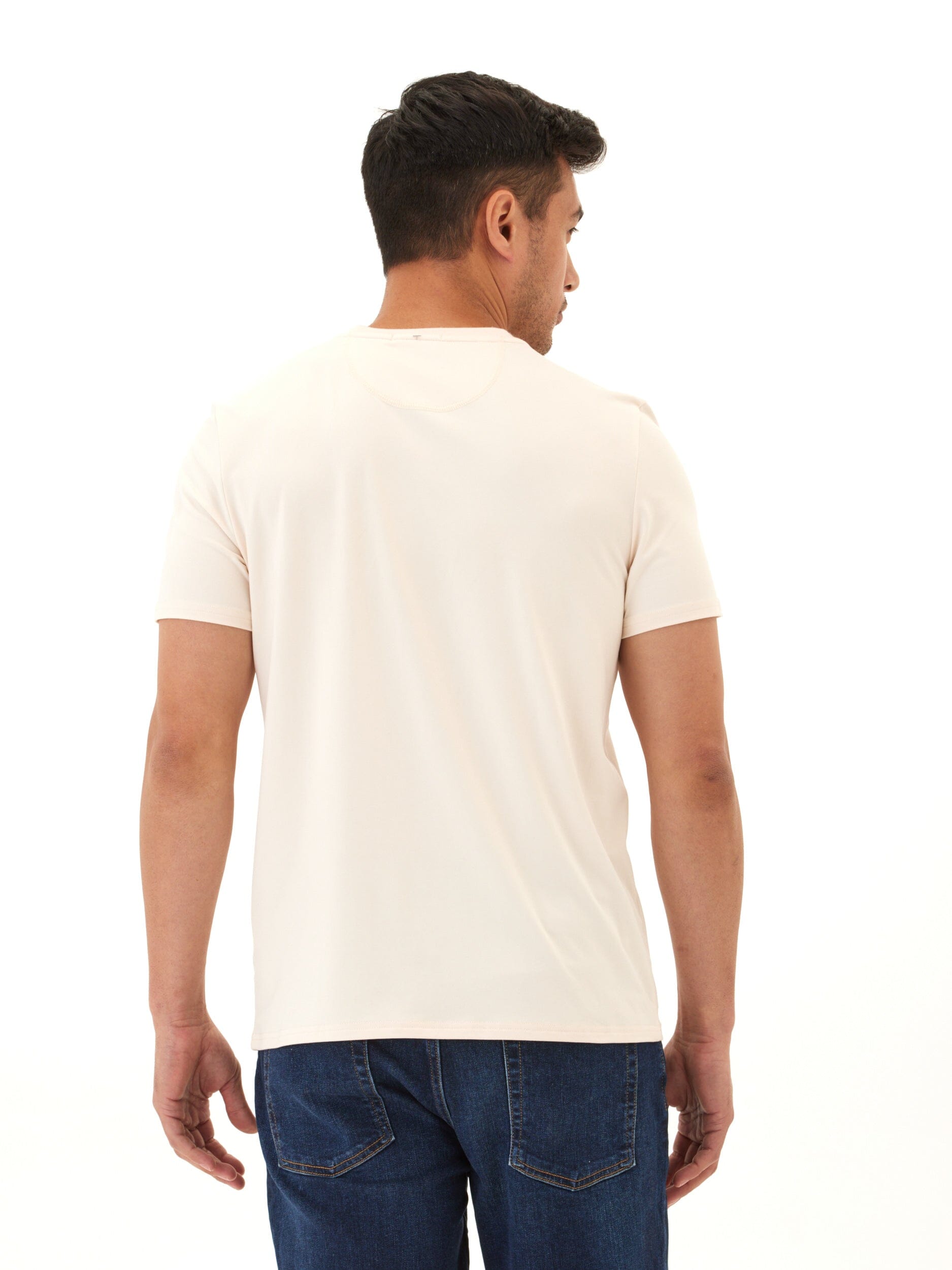 Men's Cream Luxe Jersey 2-Button Henley Shirt