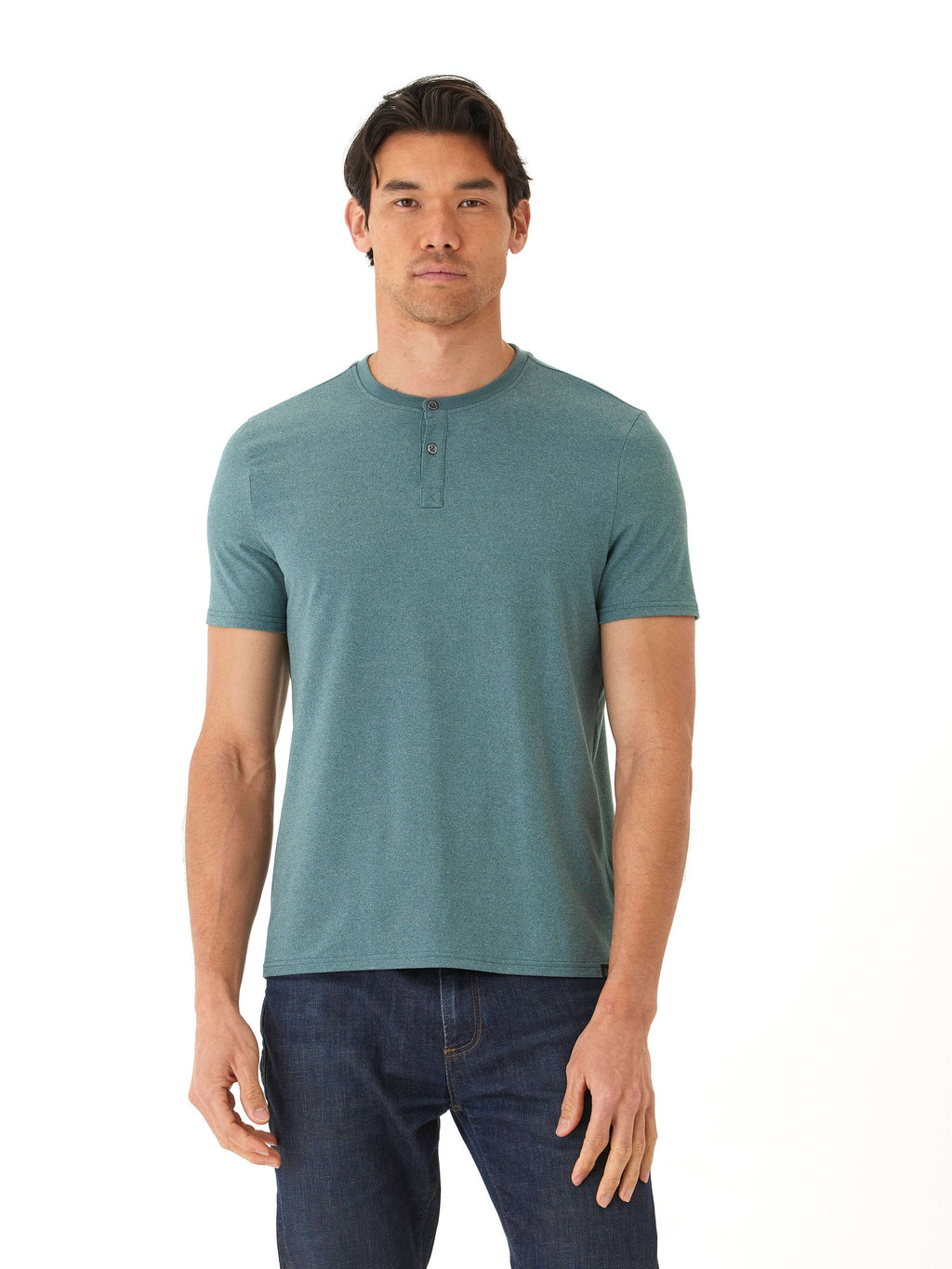 Luxe Jersey 2-Button Henley Shirt for Men