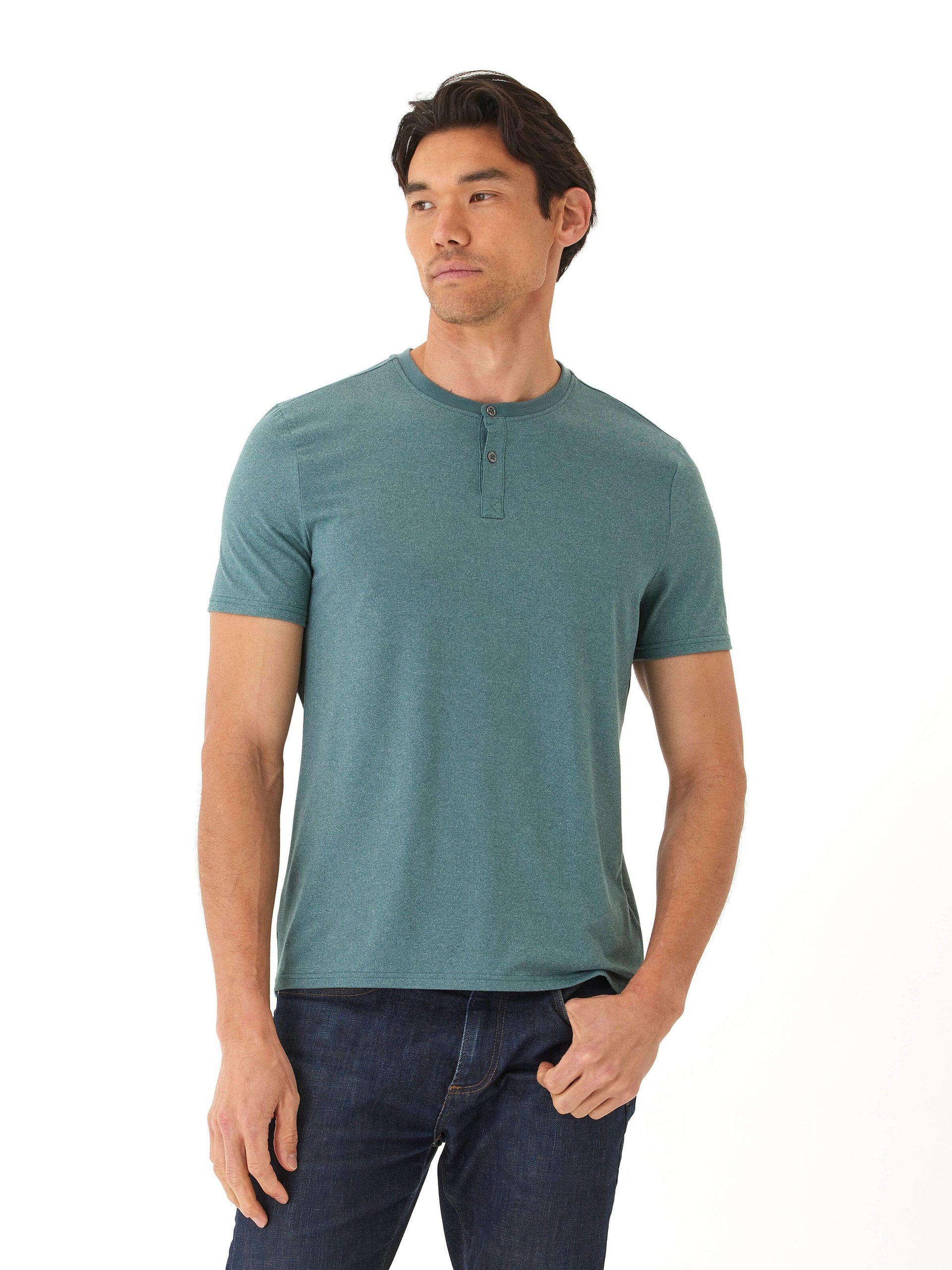 Luxe Jersey 2-Button Henley Shirt for Men