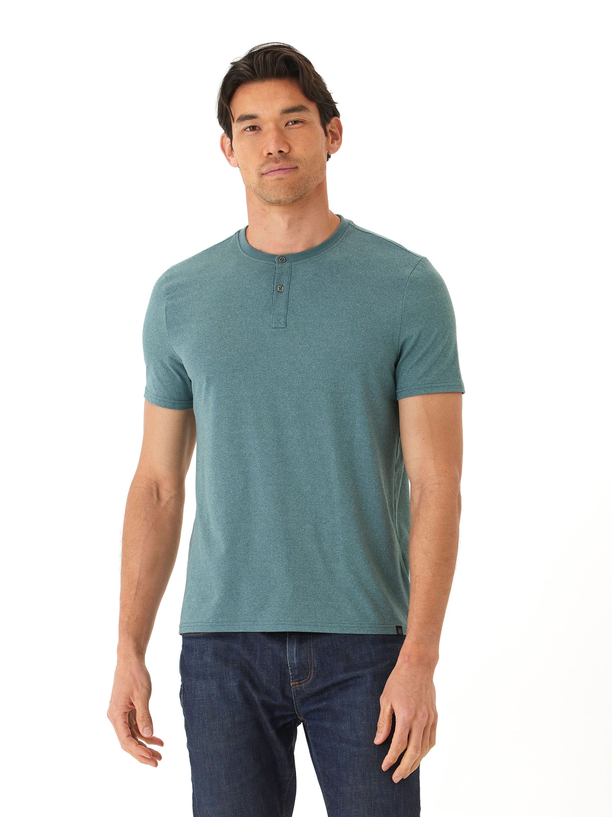 Luxe Jersey 2-Button Henley Shirt for Men
