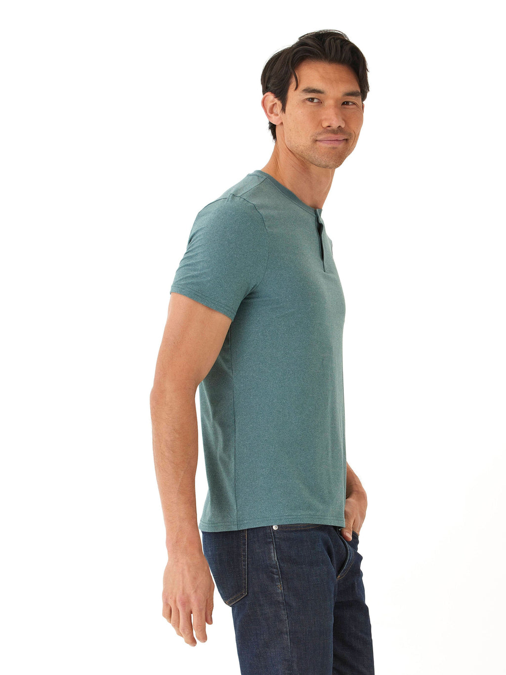 Luxe Jersey 2-Button Henley Shirt for Men