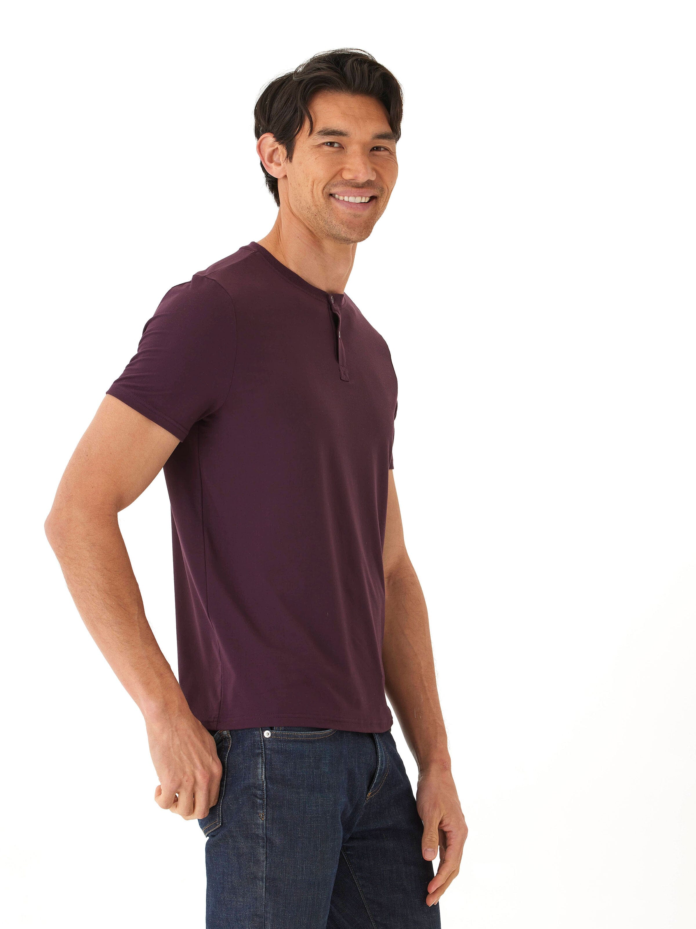 Luxe Jersey 2 Button Henley - Short Sleeve Minimalist Casual Tee