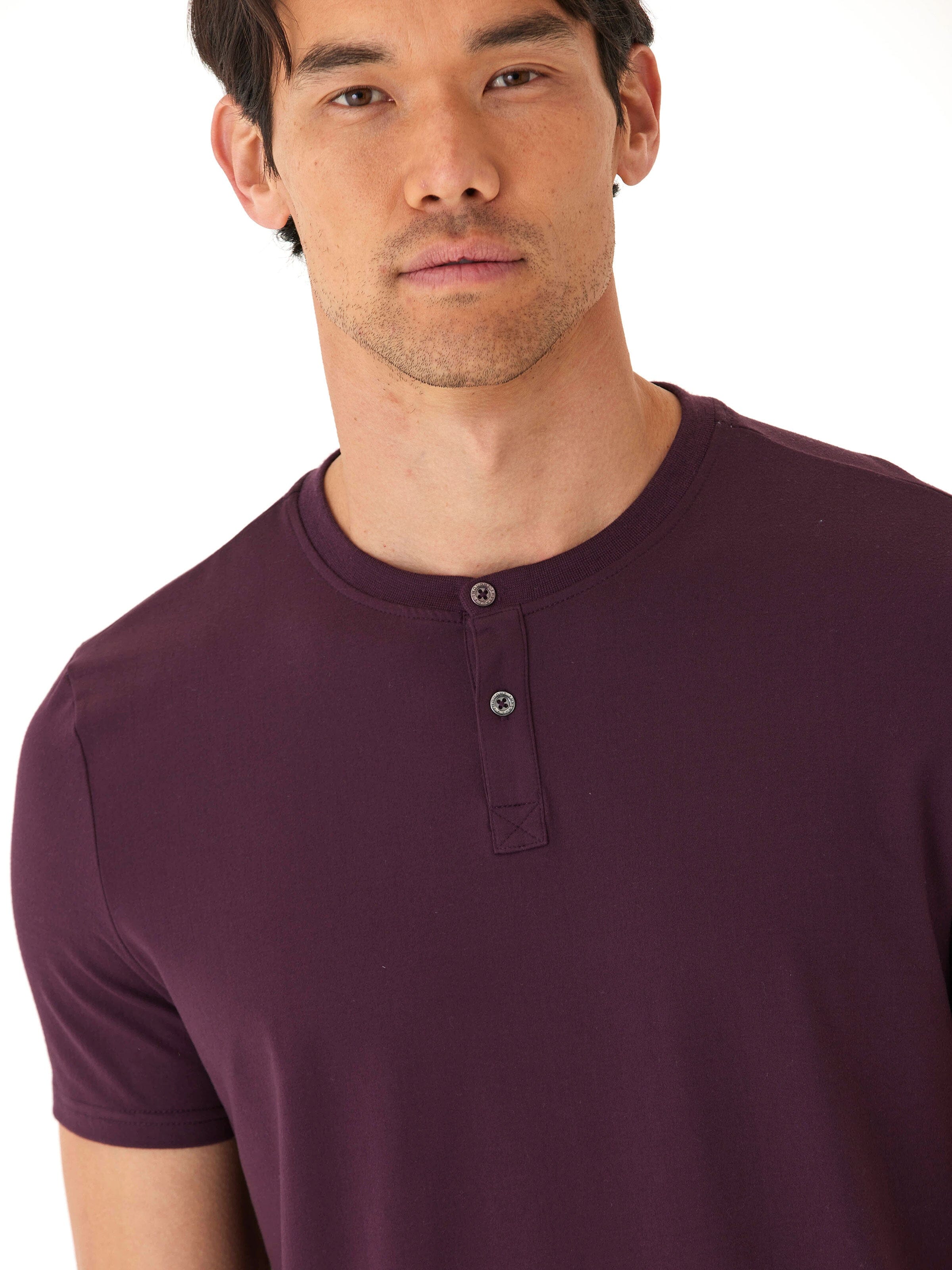 Luxe Jersey 2 Button Henley - Short Sleeve Minimalist Casual Tee