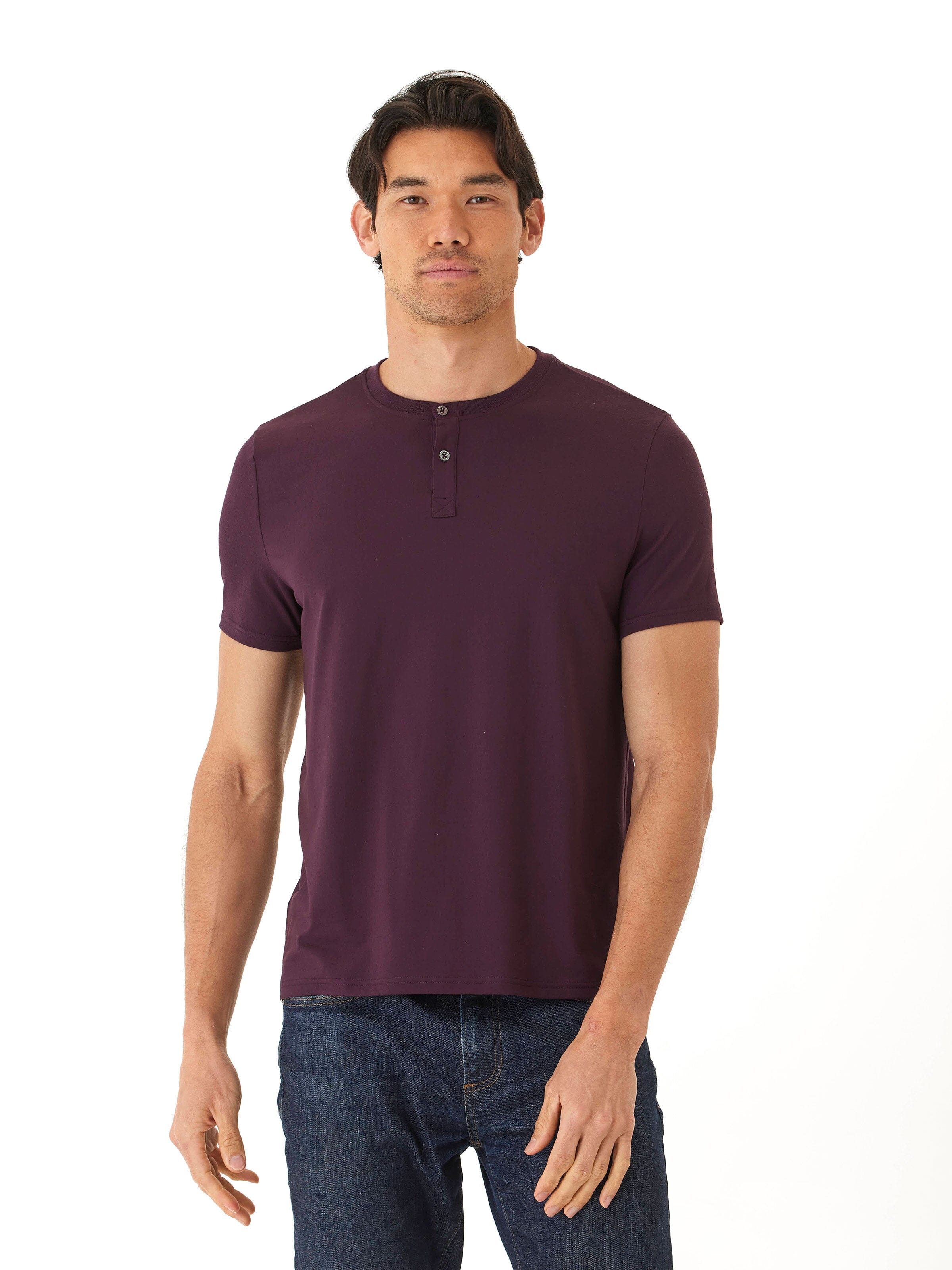Luxe Jersey 2 Button Henley - Short Sleeve Minimalist Casual Tee