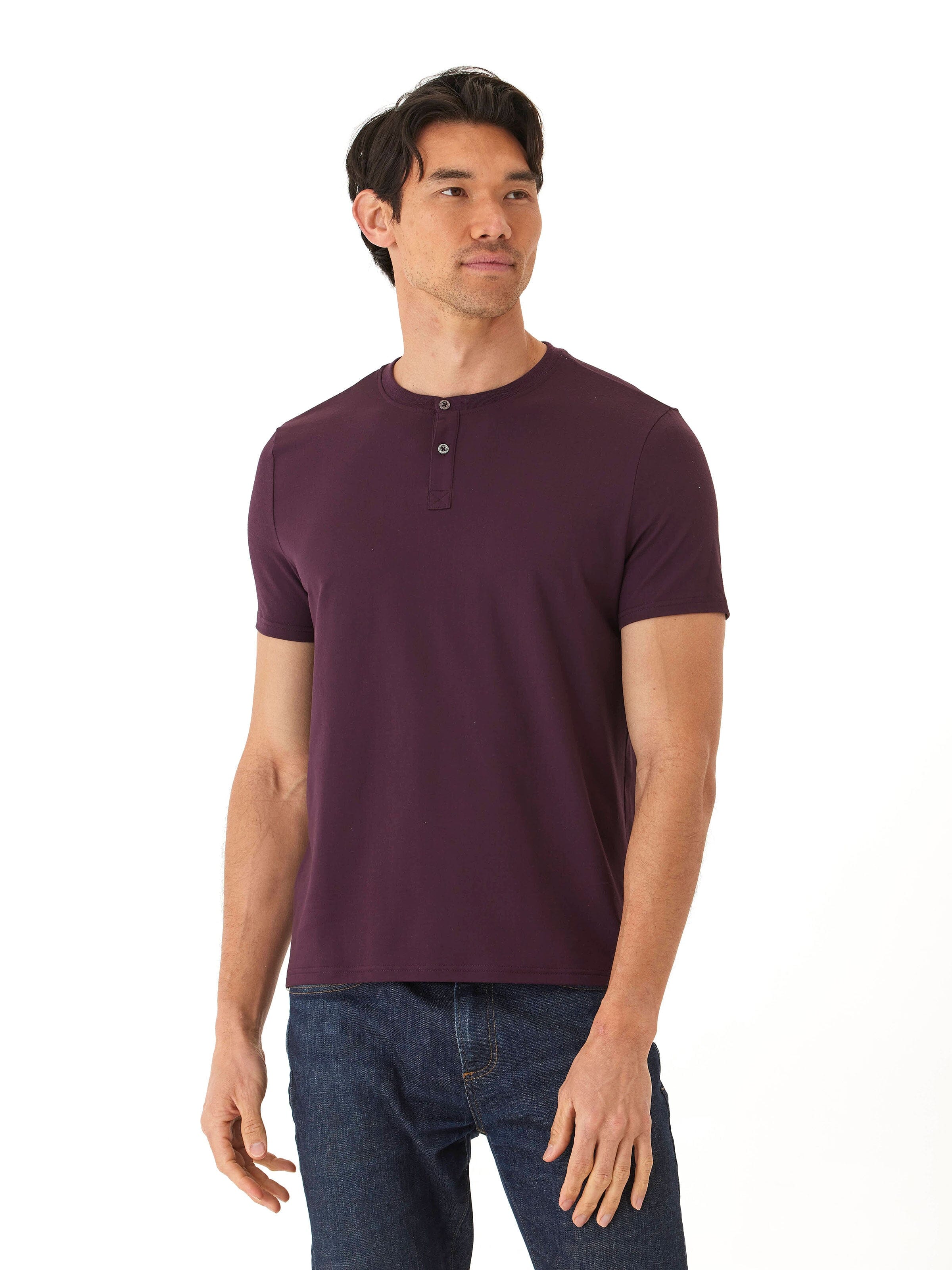 Luxe Jersey 2 Button Henley - Short Sleeve Minimalist Casual Tee