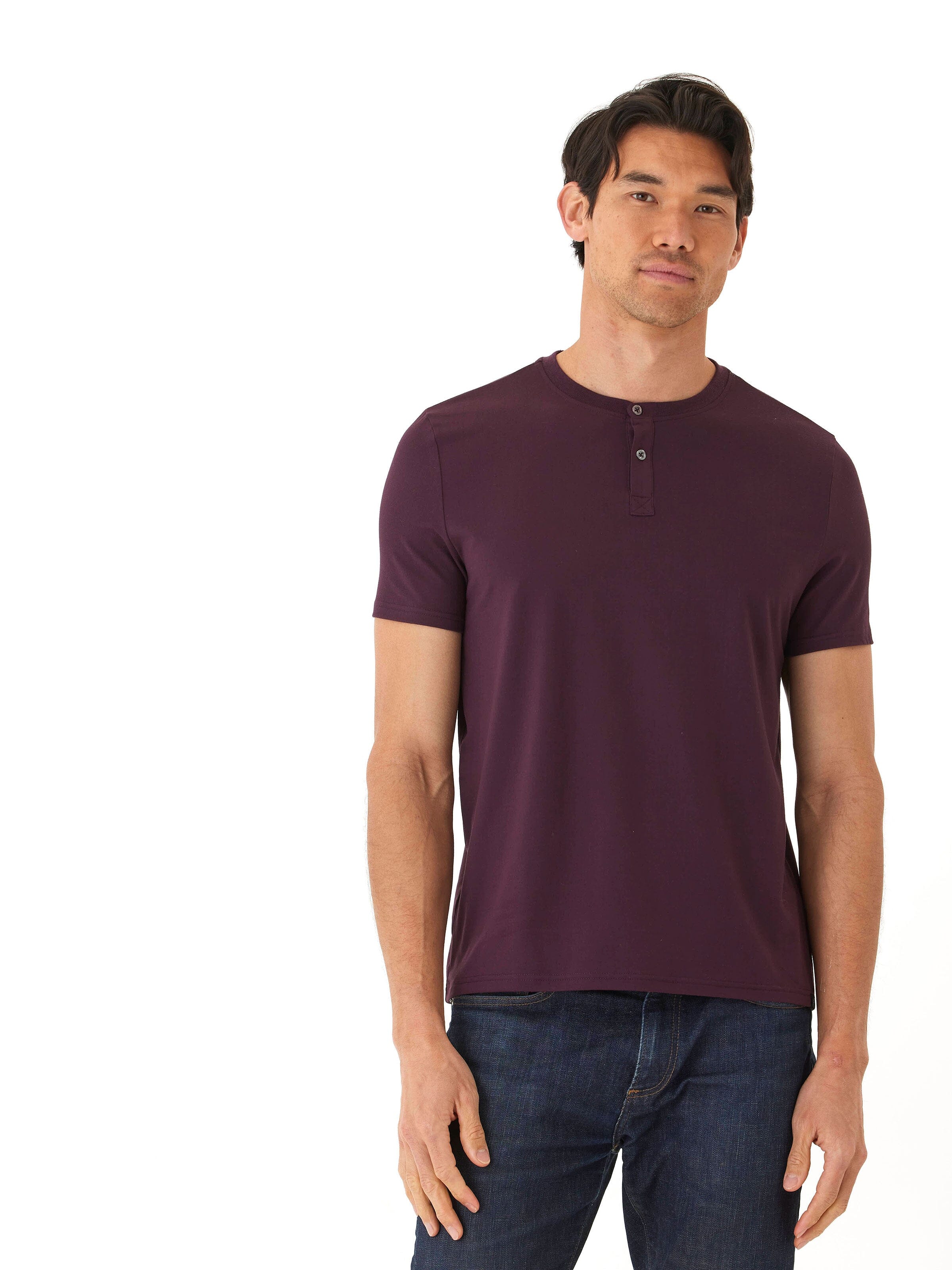 Luxe Jersey 2 Button Henley - Short Sleeve Minimalist Casual Tee
