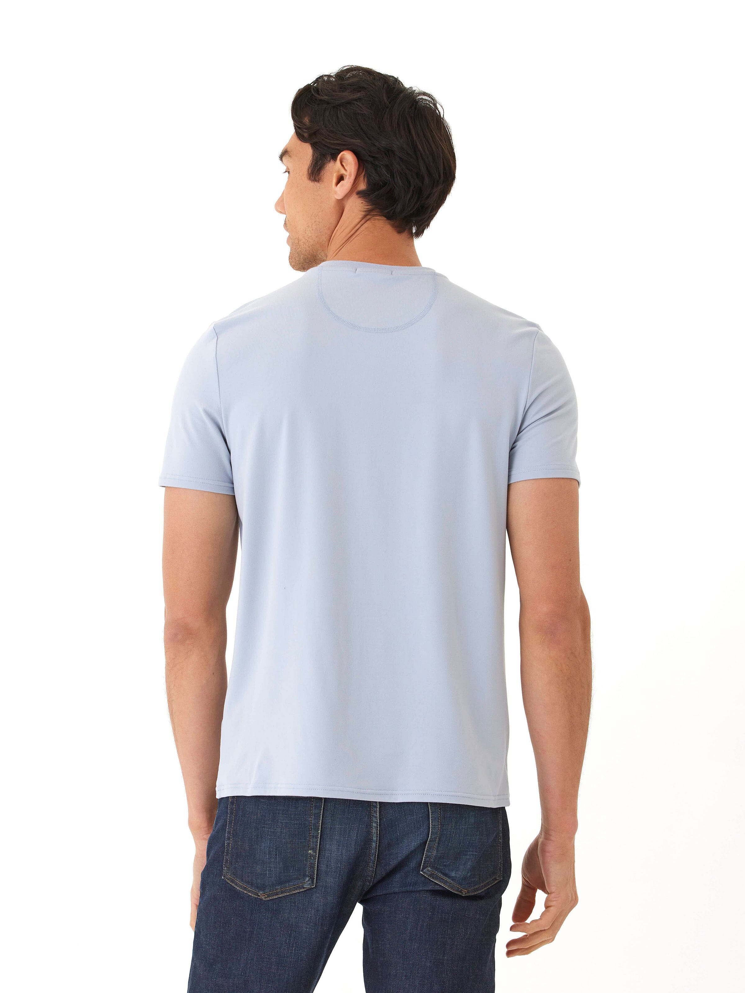 Men’s Luxe Jersey 2-Button Henley in Light Blue