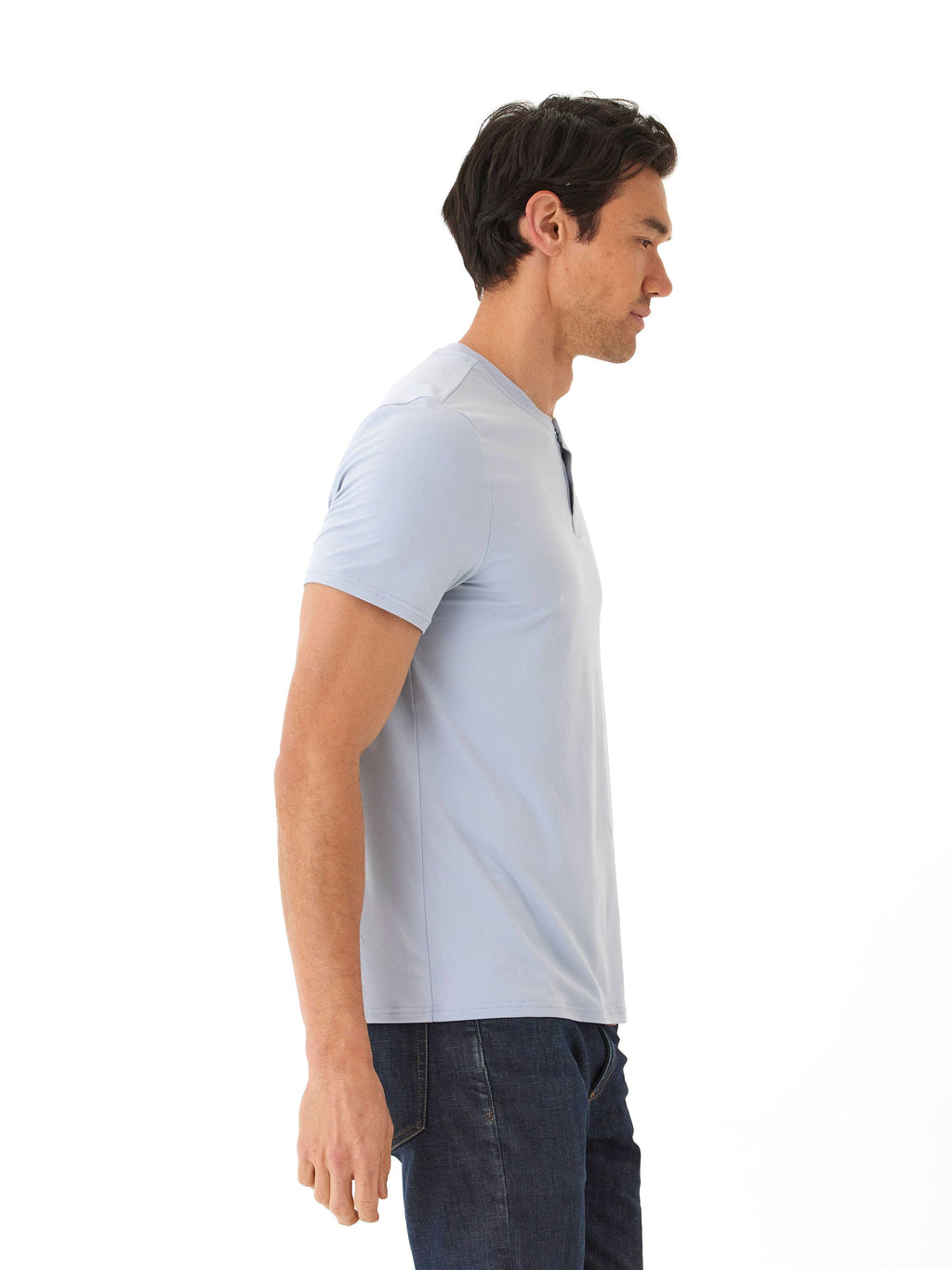 Men’s Luxe Jersey 2-Button Henley in Light Blue
