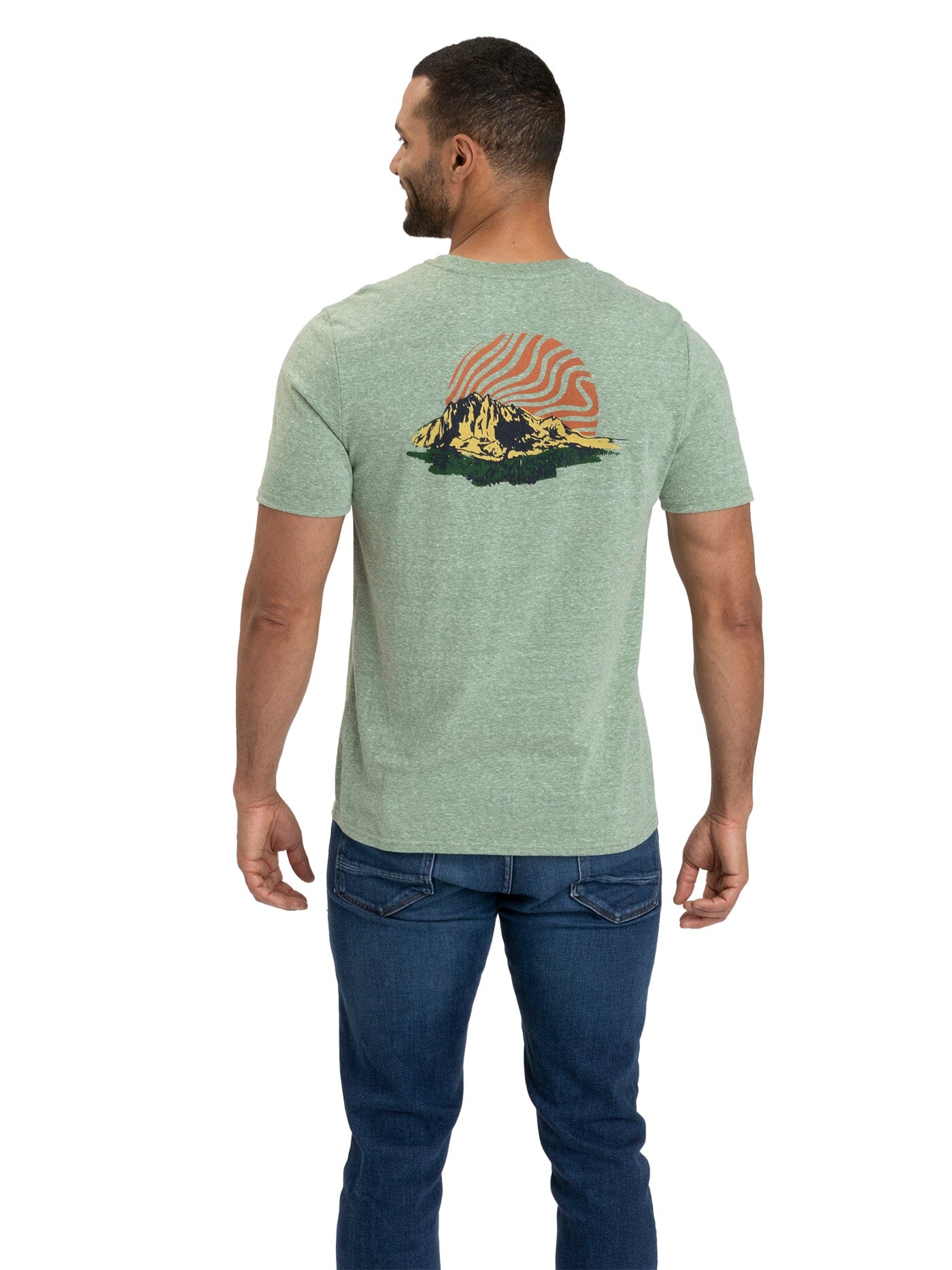 Mountain Crest Triblend Graphic Tee in Green and Orange