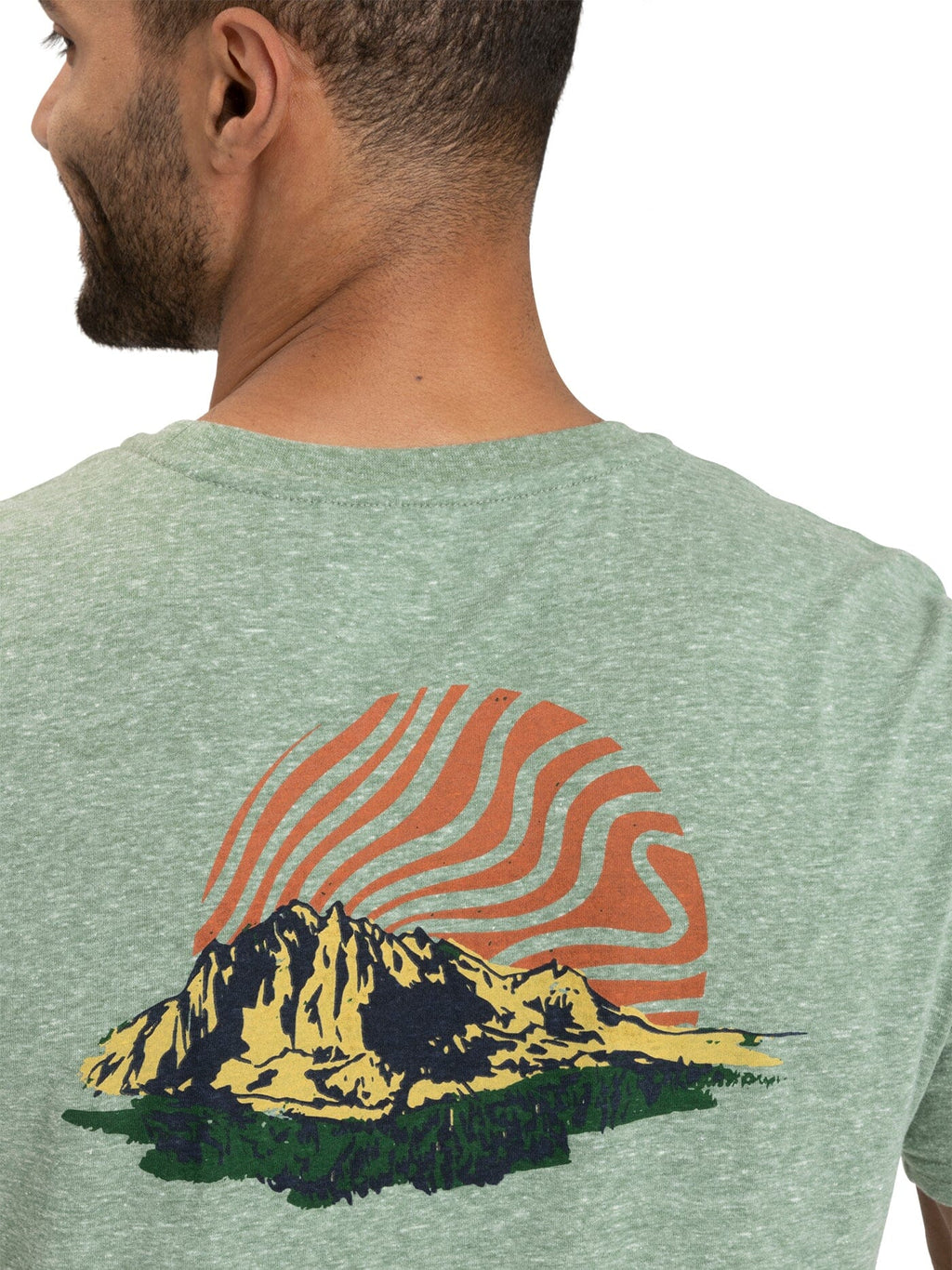 Mountain Crest Triblend Graphic Tee in Green and Orange