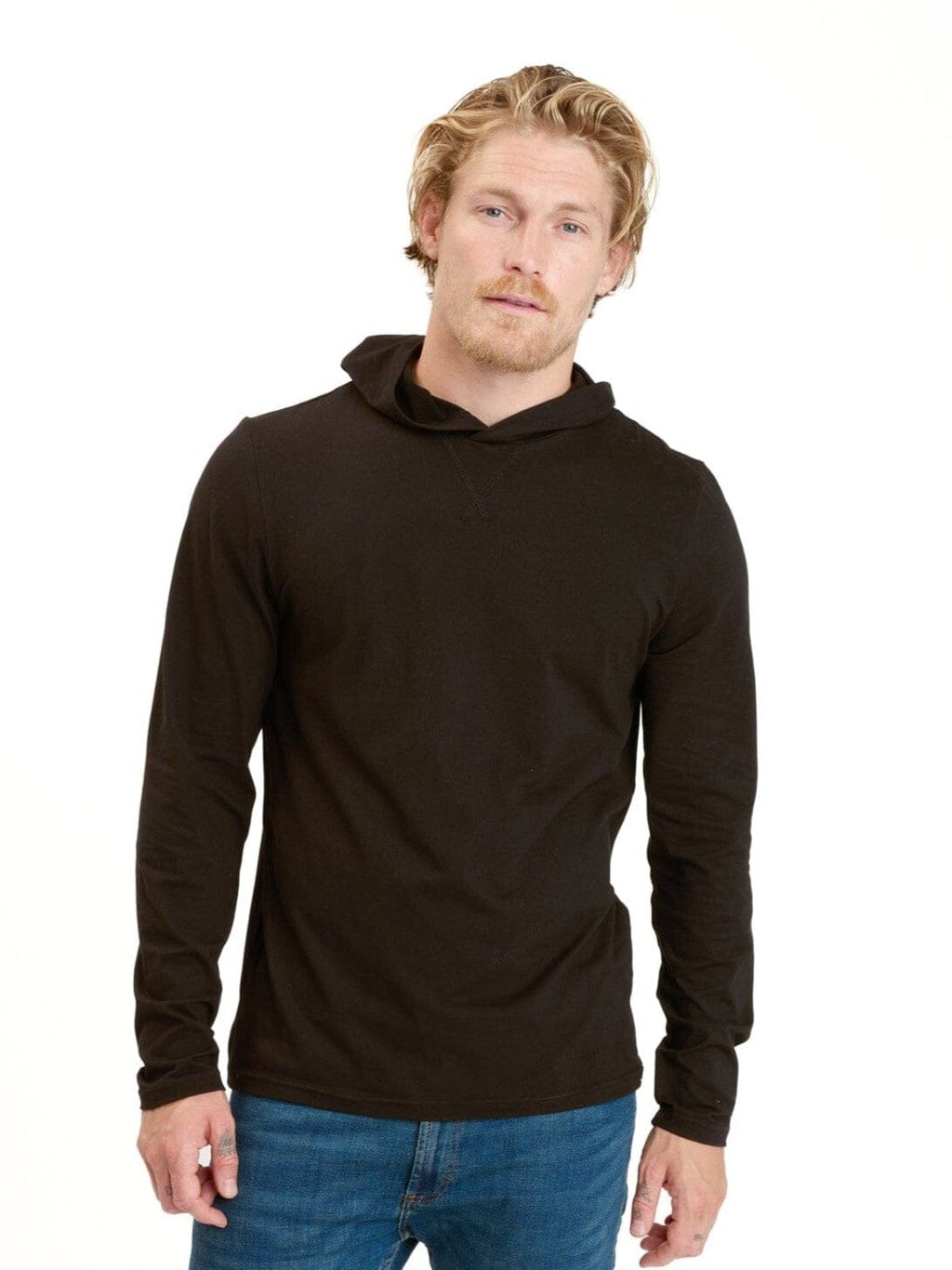 Men's black Malone Luxe Jersey Pullover T-Shirt Hoodie with a form-fitting design