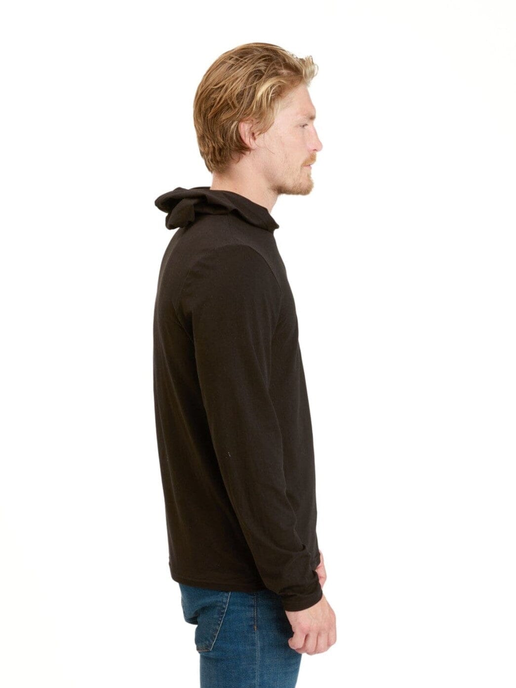 Malone Luxe Jersey Pullover T-Shirt Hoodie in Black