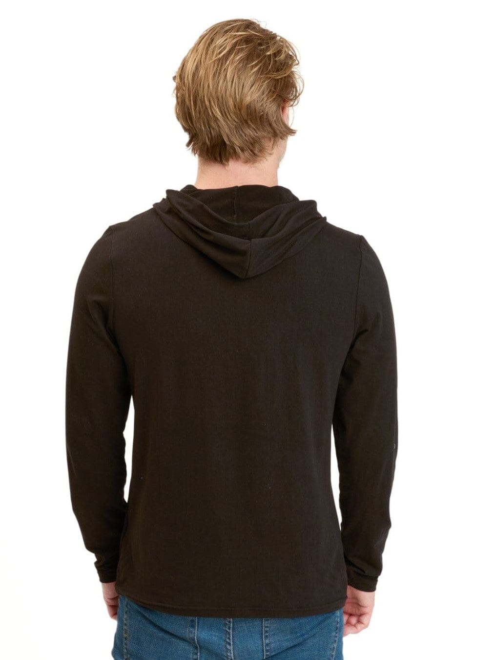 Malone Luxe Jersey Pullover T-Shirt Hoodie in Black