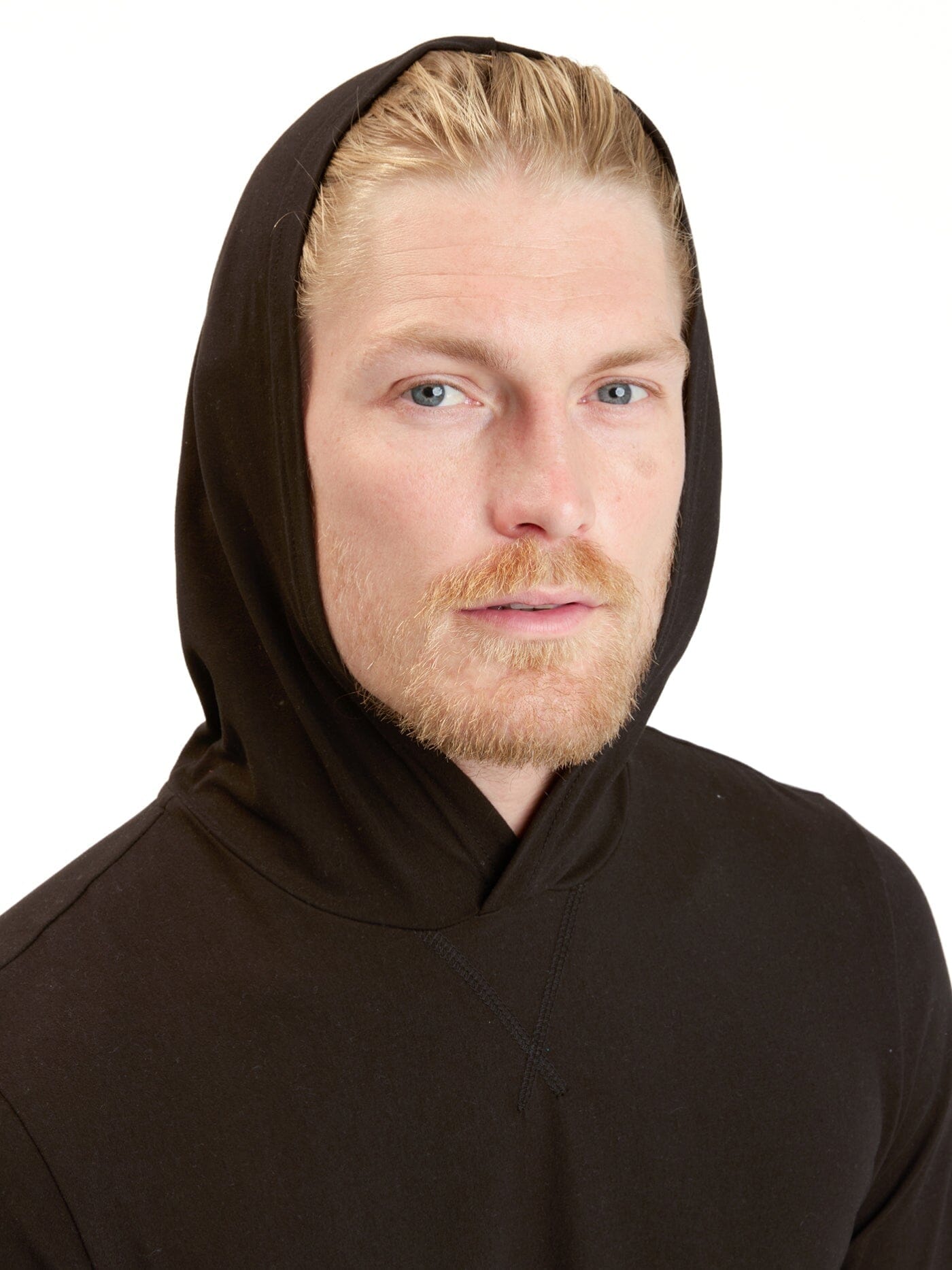 Malone Luxe Jersey Pullover T-Shirt Hoodie in Black