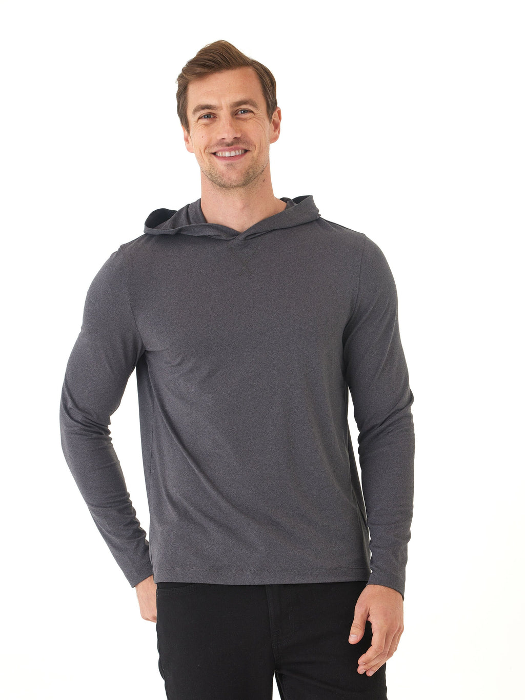 Malone Luxe Jersey Pullover Hoodie in Dark Grey