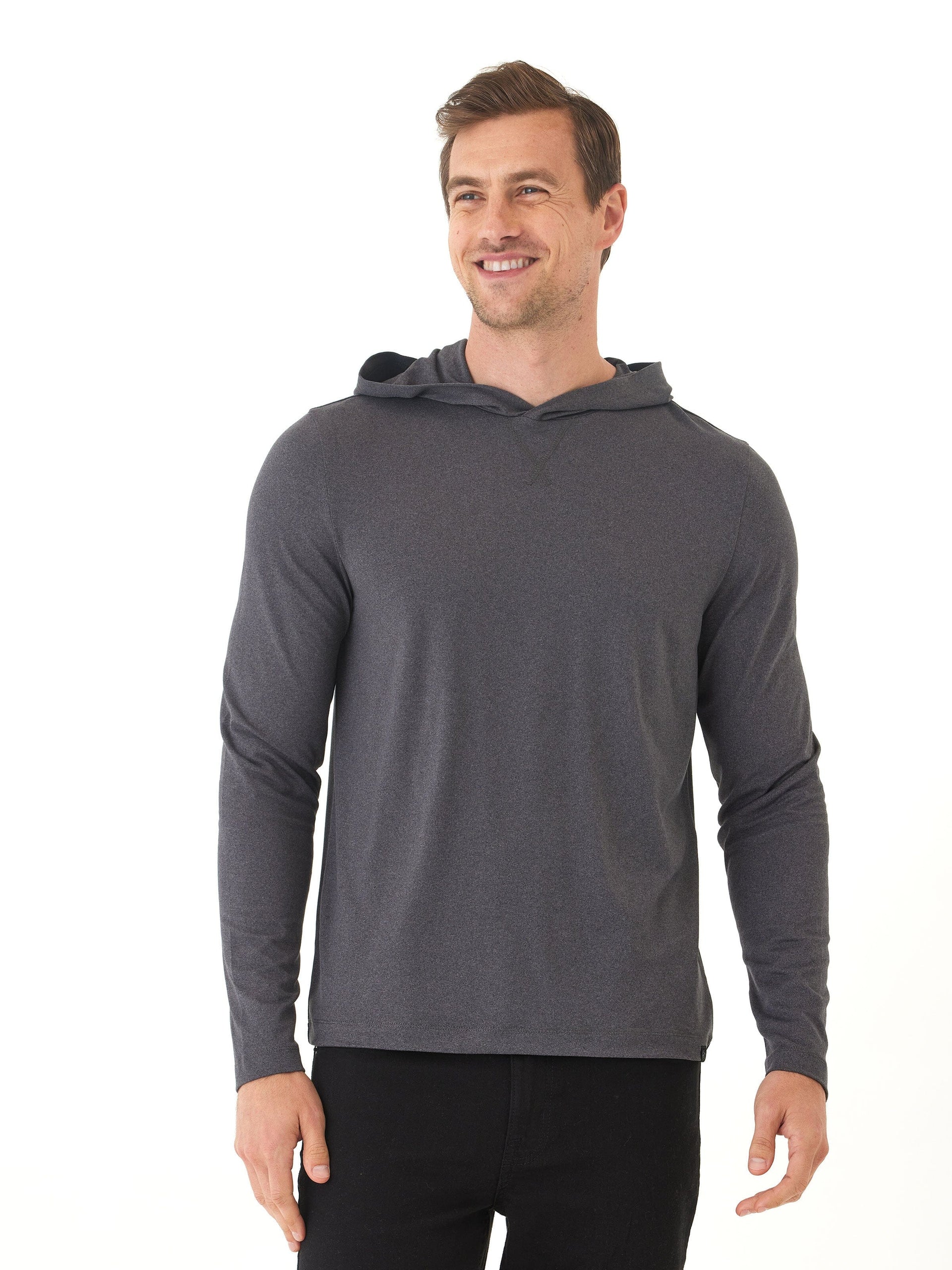 Malone Luxe Jersey Pullover Hoodie in Dark Grey