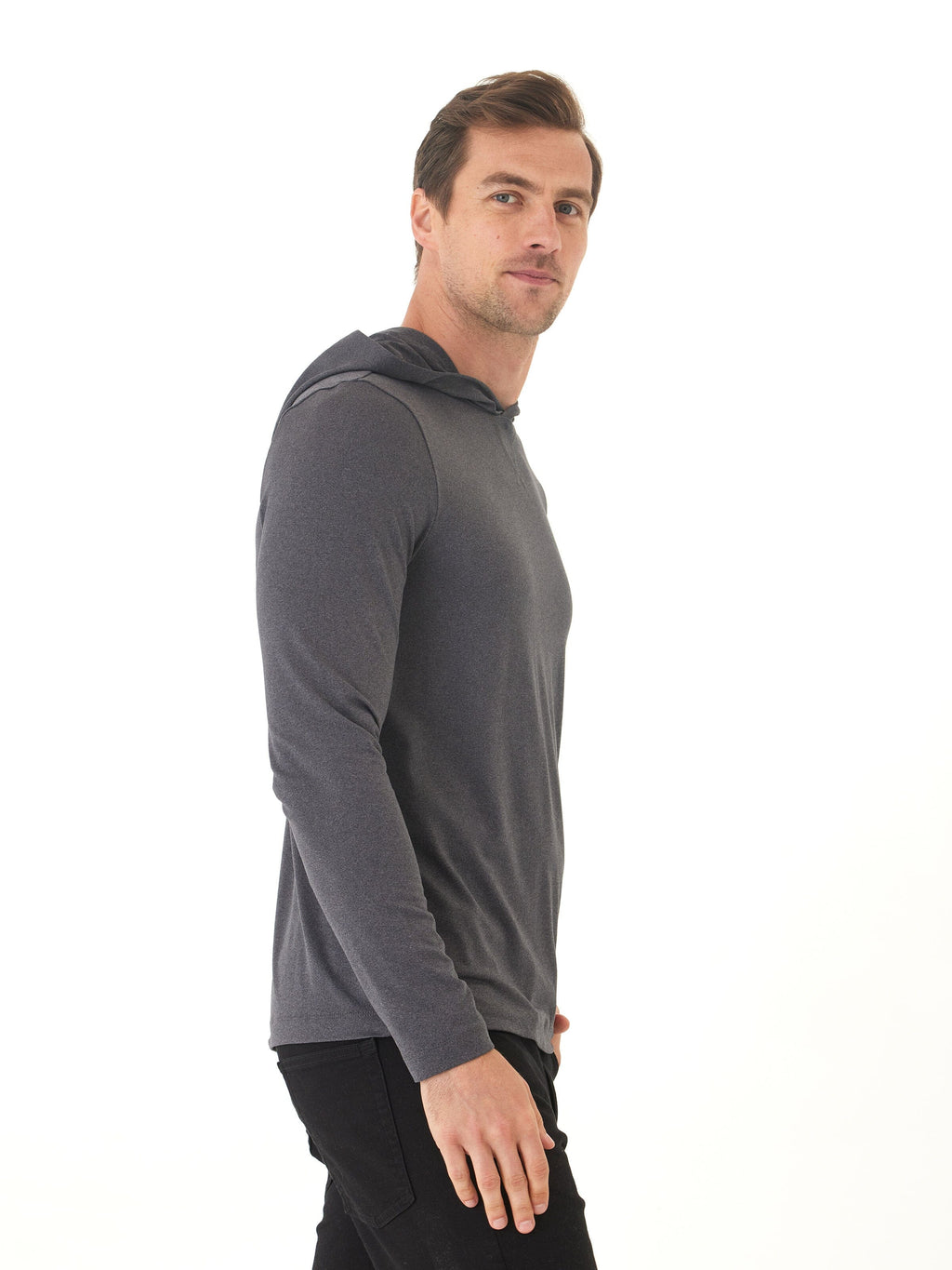 Malone Luxe Jersey Pullover Hoodie in Dark Grey