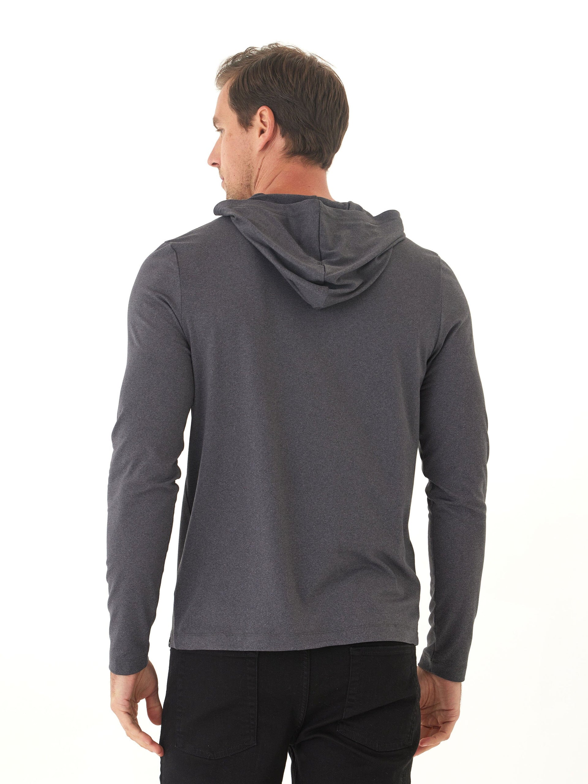 Malone Luxe Jersey Pullover Hoodie in Dark Grey