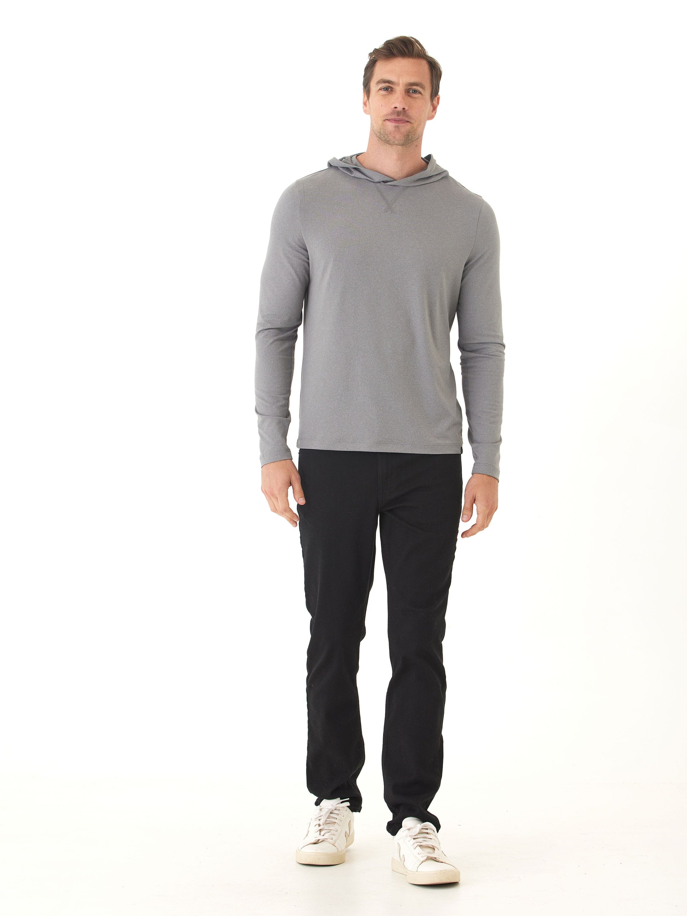 Malone Luxe Jersey Pullover Hoodie for Men in Grey