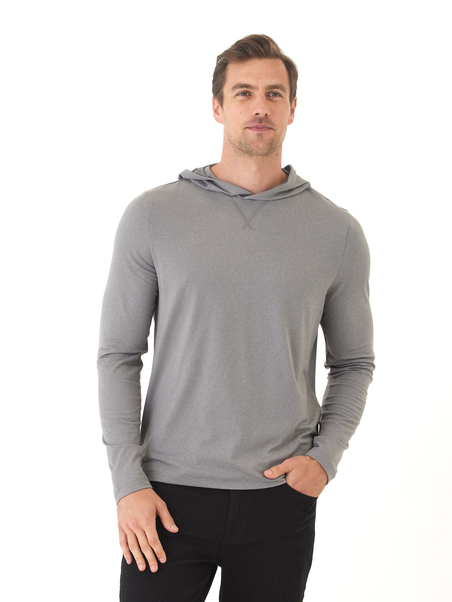 Malone Luxe Jersey Pullover Hoodie for Men in Grey