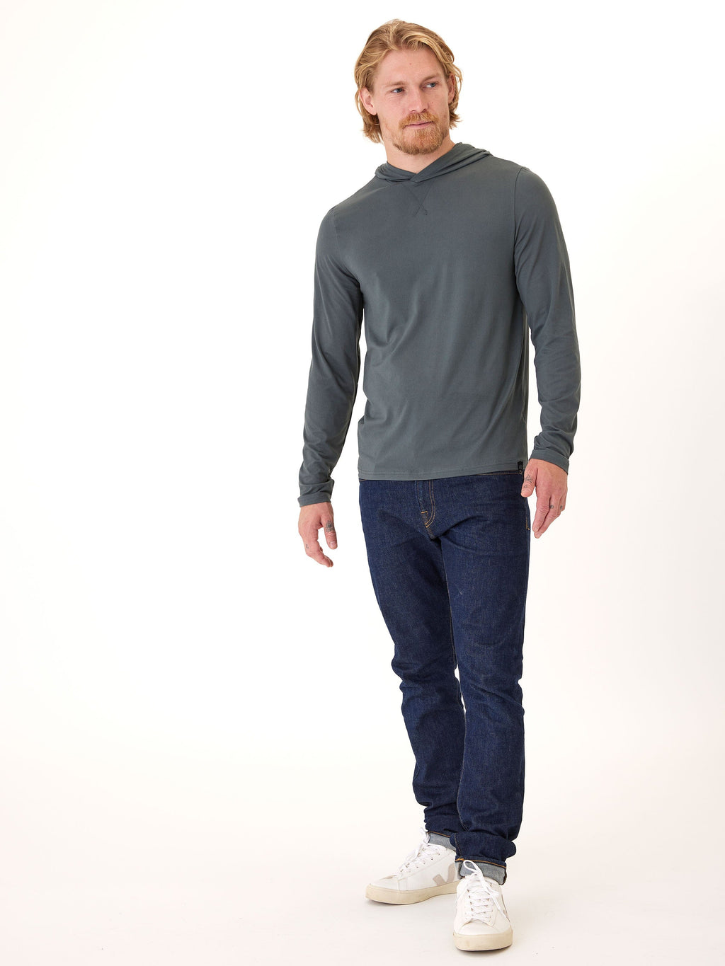 Malone Luxe Jersey Pullover T-Shirt Hoodie - Form Fitting Knit