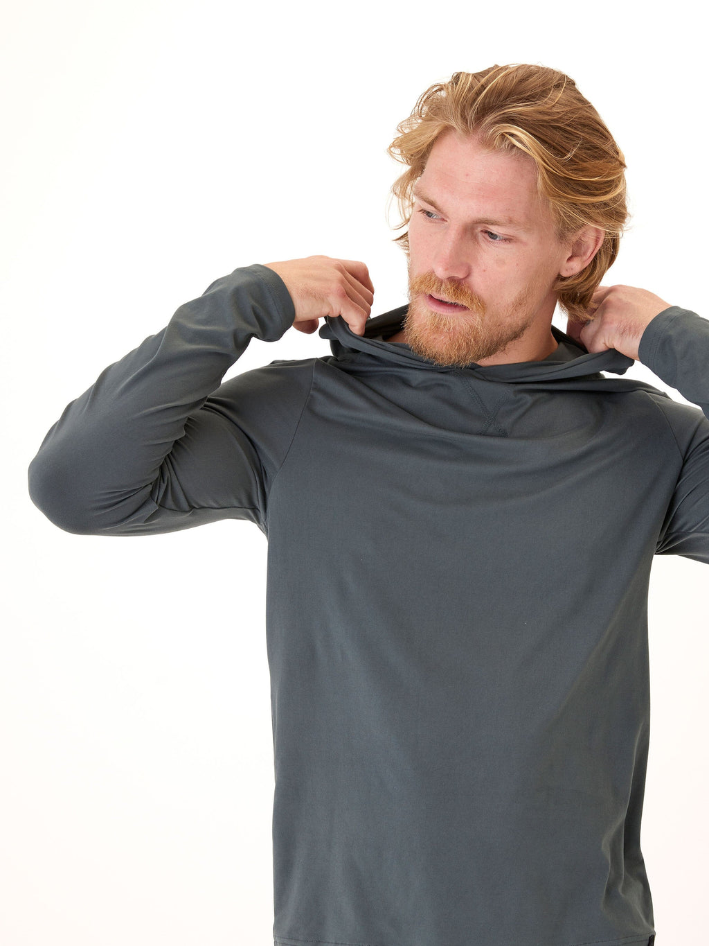 Dark-grey Malone Luxe Jersey Pullover T-Shirt Hoodie in a form-fitting knit