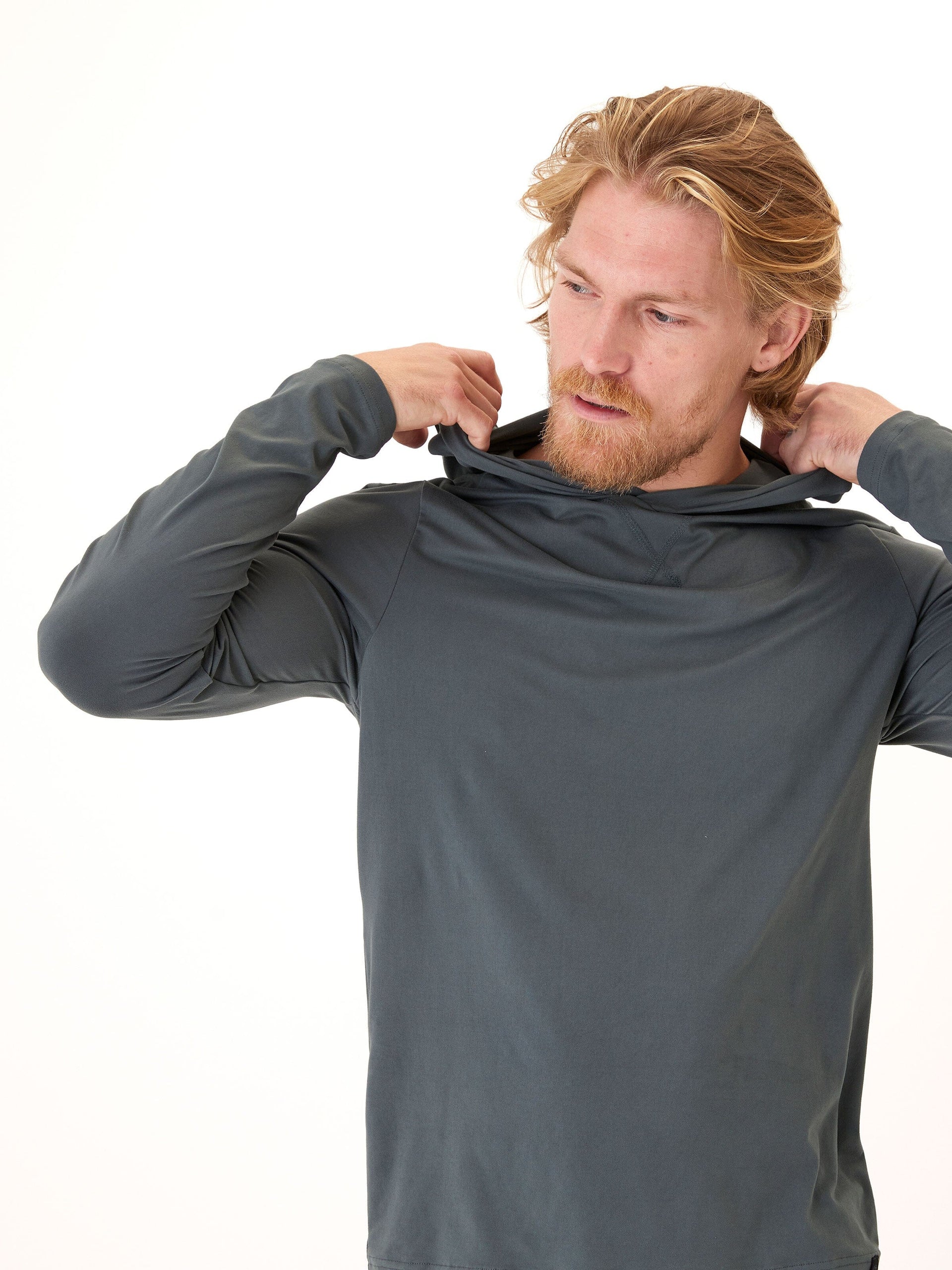 Dark-grey Malone Luxe Jersey Pullover T-Shirt Hoodie in a form-fitting knit