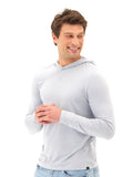 Close up of the Malone Luxe Jersey Pullover T-Shirt Hoodie in double brushed recycled polyester fabric