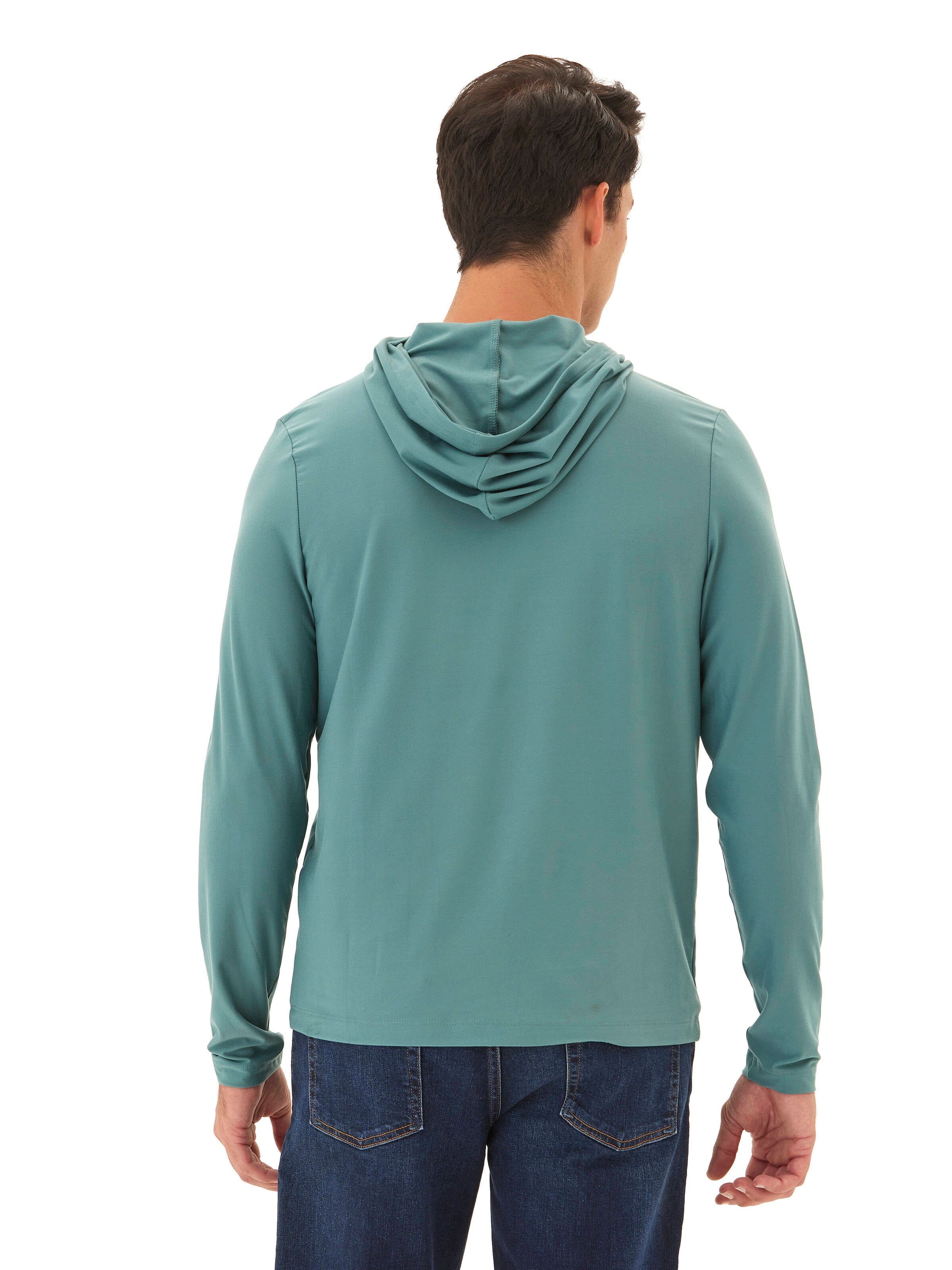 Malone Luxe Jersey Pullover T-Shirt Hoodie in Teal
