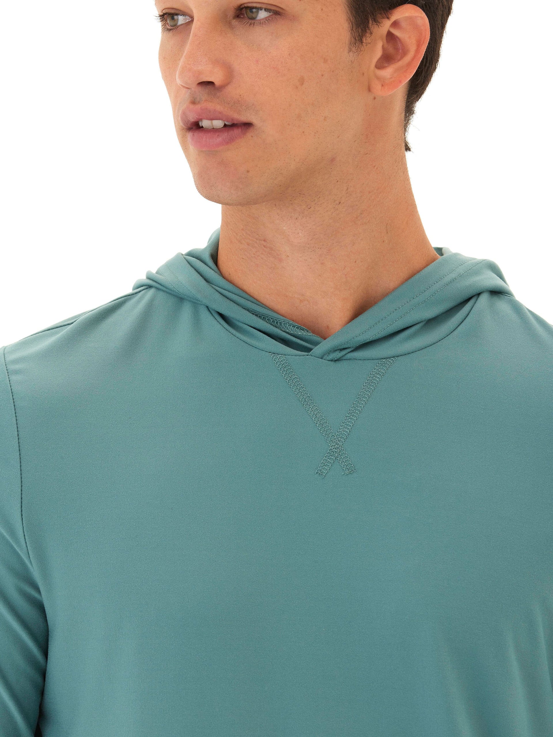 Malone Luxe Jersey Pullover T-Shirt Hoodie in Teal