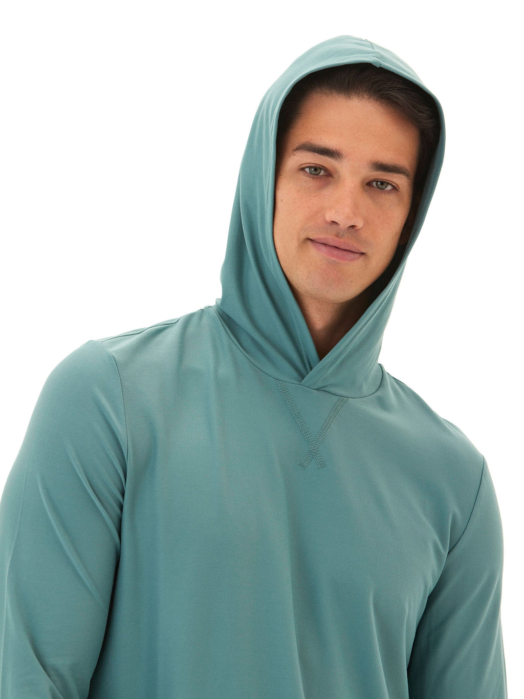 Malone Luxe Jersey Pullover T-Shirt Hoodie in Teal