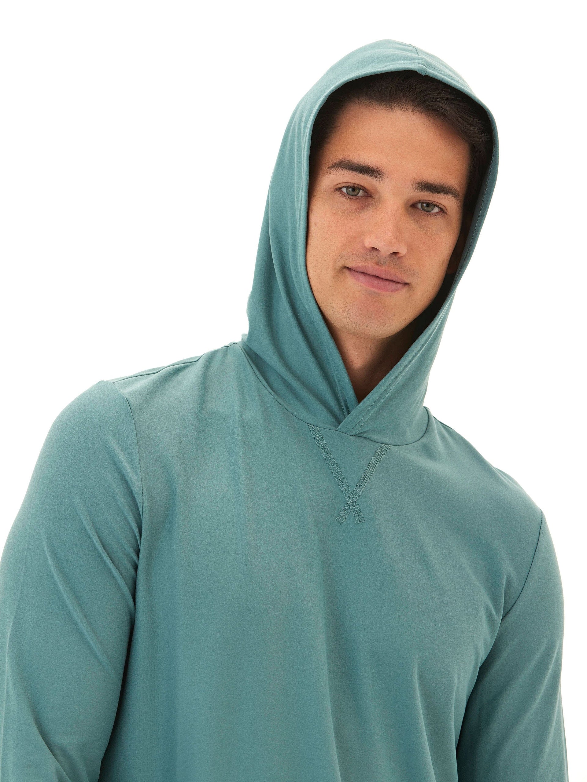 Malone Luxe Jersey Pullover T-Shirt Hoodie in Teal