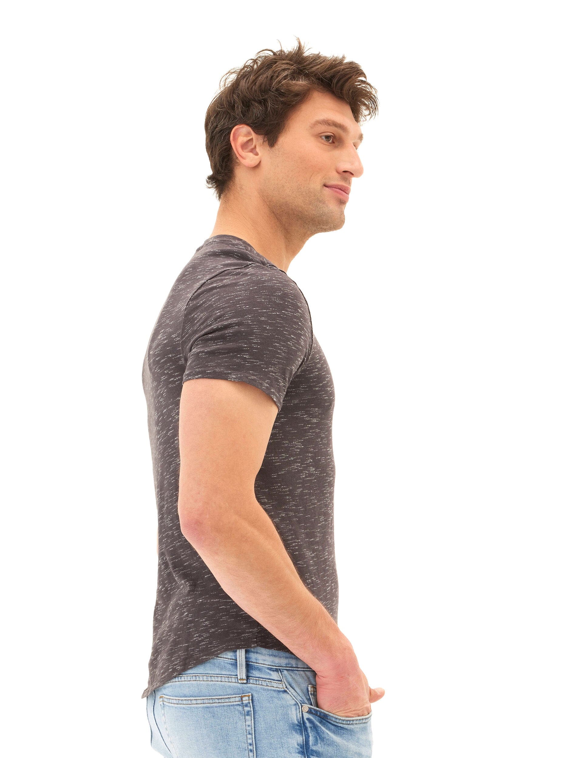 Two Tone Slub Jersey Henley - Men's Organic Cotton Casual Top