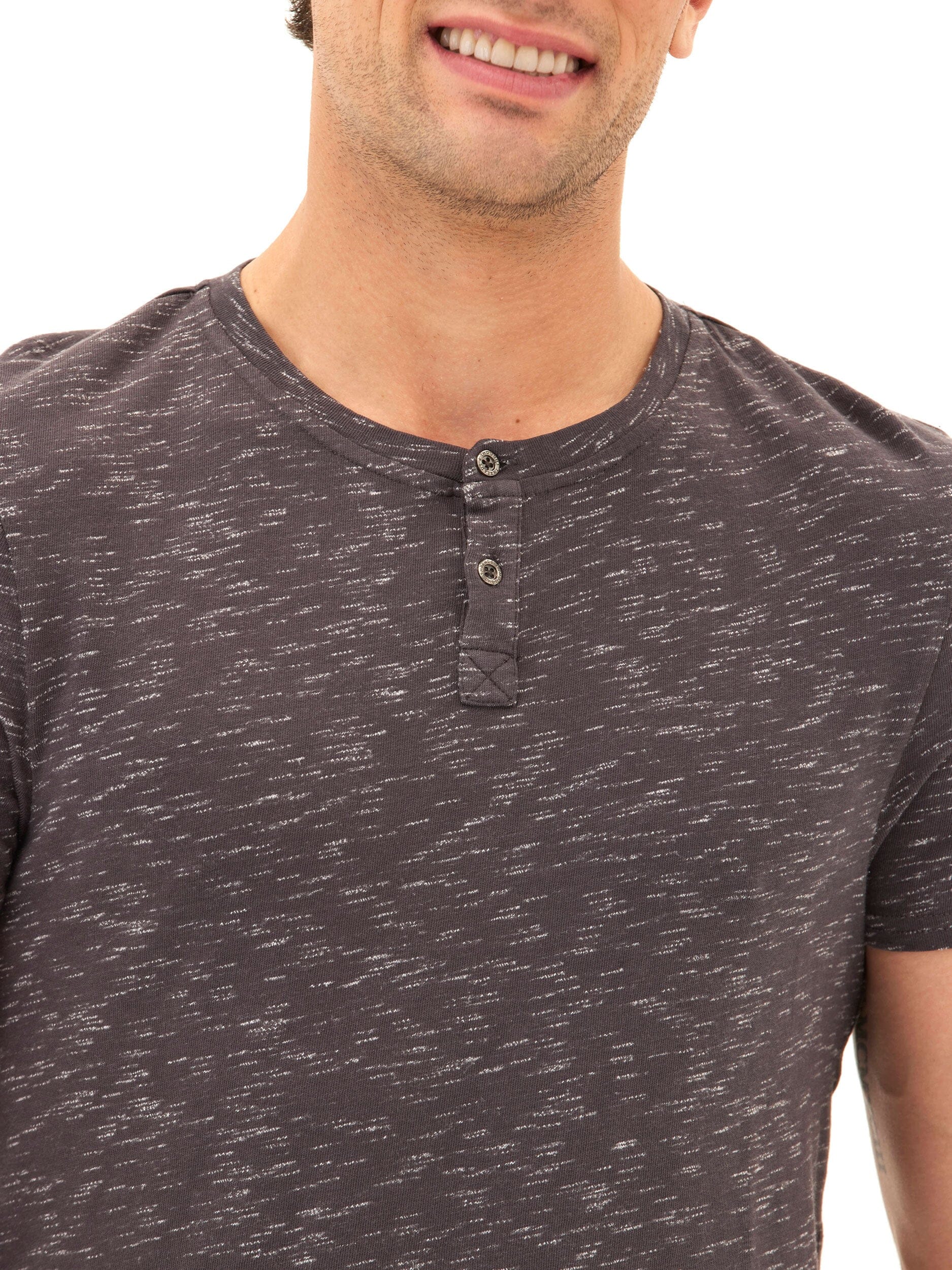 Two Tone Slub Jersey Henley - Men's Organic Cotton Casual Top