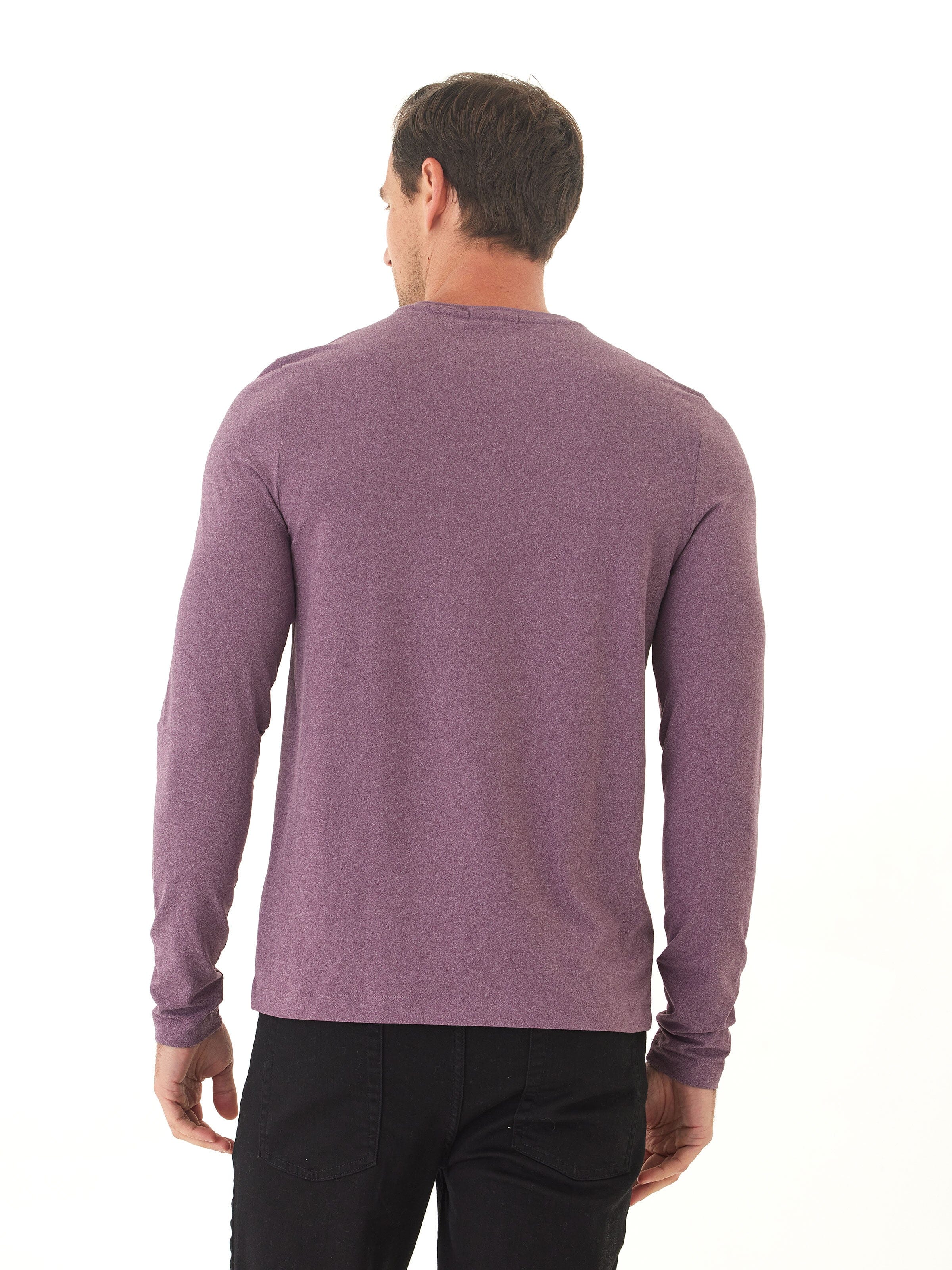 Frederick Luxe Jersey Long Sleeve Henley in Heather-Plum
