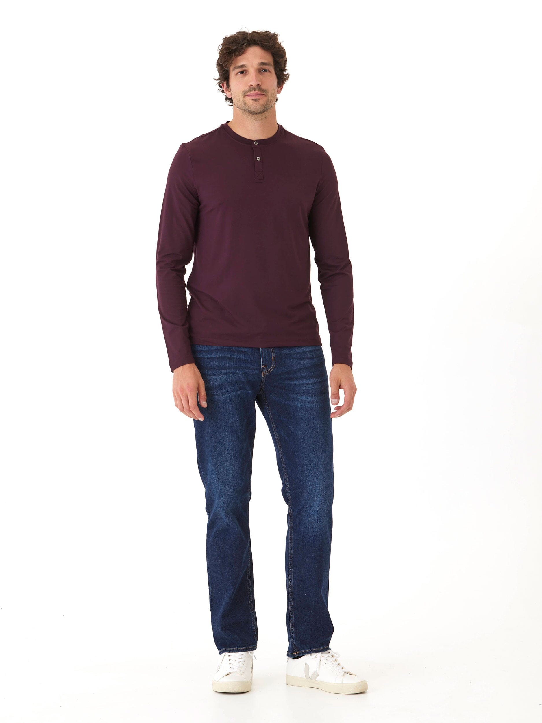 Luxe Jersey Long Sleeve Henley Shirt - Versatile Essential