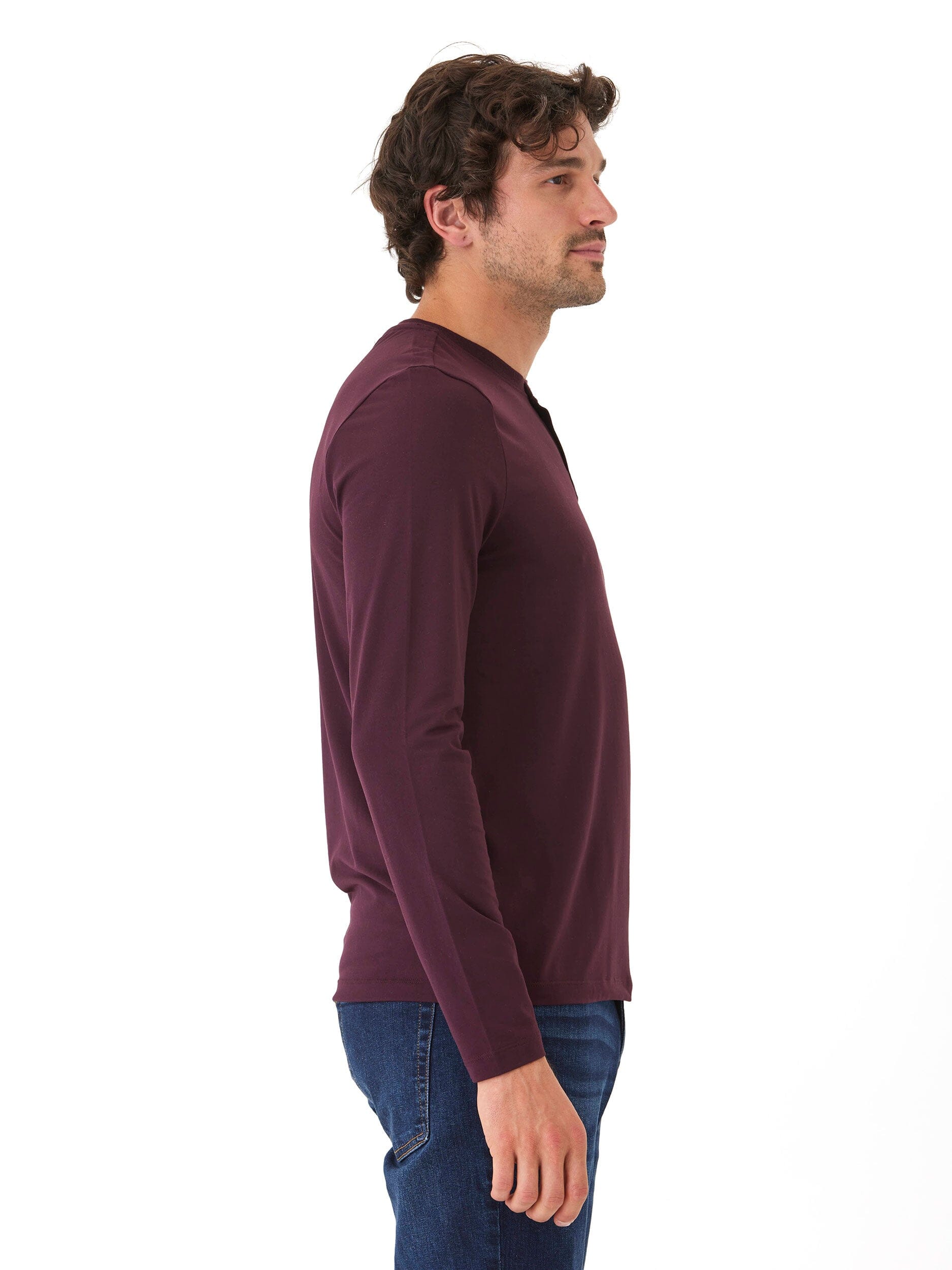 Luxe Jersey Long Sleeve Henley Shirt - Versatile Essential