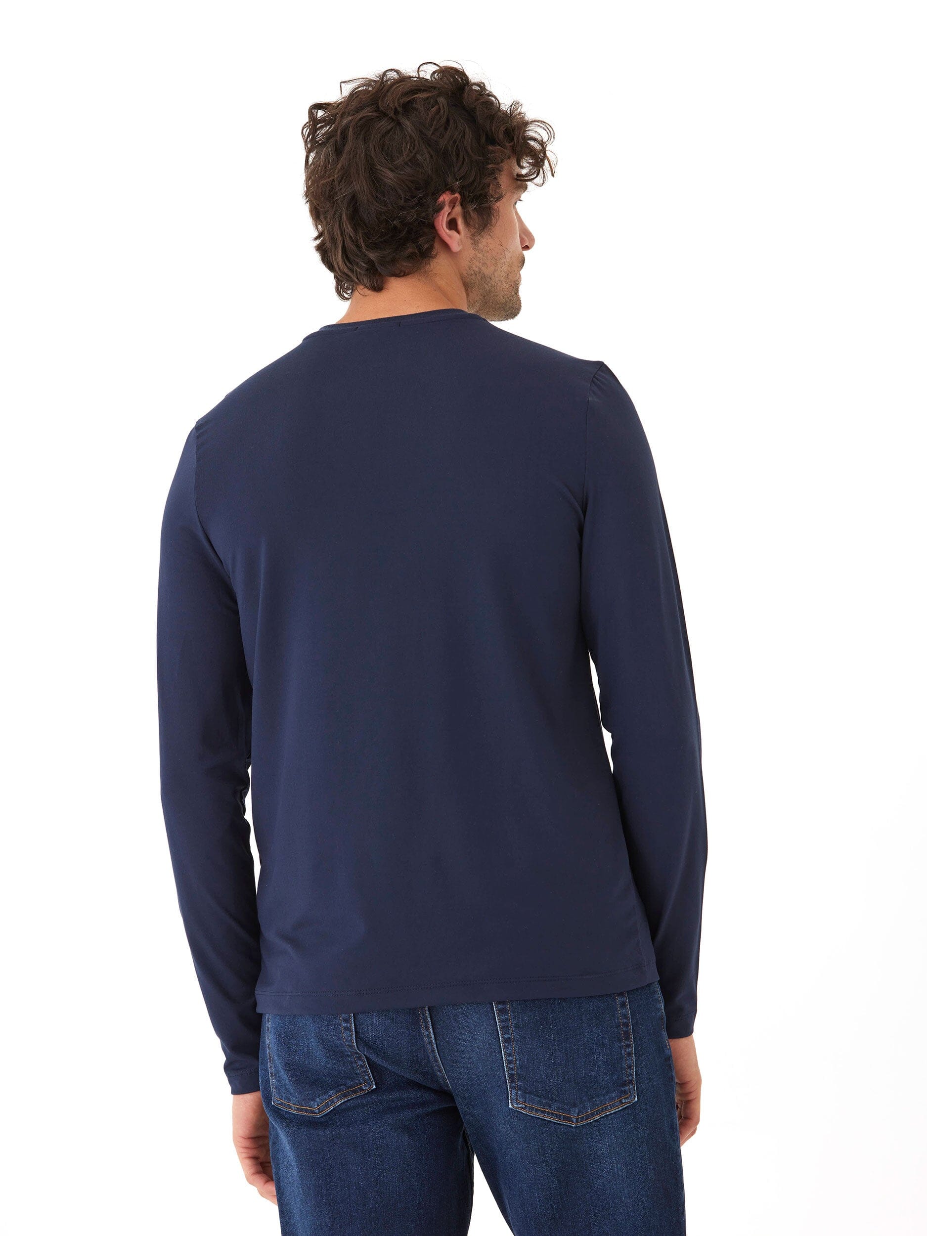 Frederick Luxe Jersey Long Sleeve Henley in Navy Blue