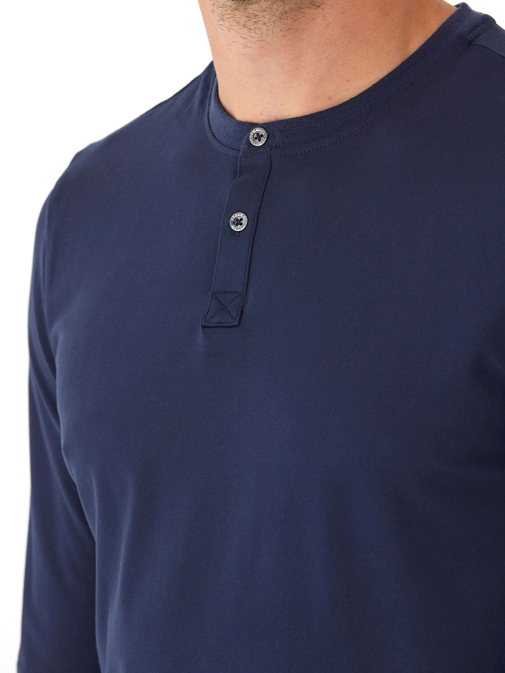 Frederick Luxe Jersey Long Sleeve Henley in Navy Blue