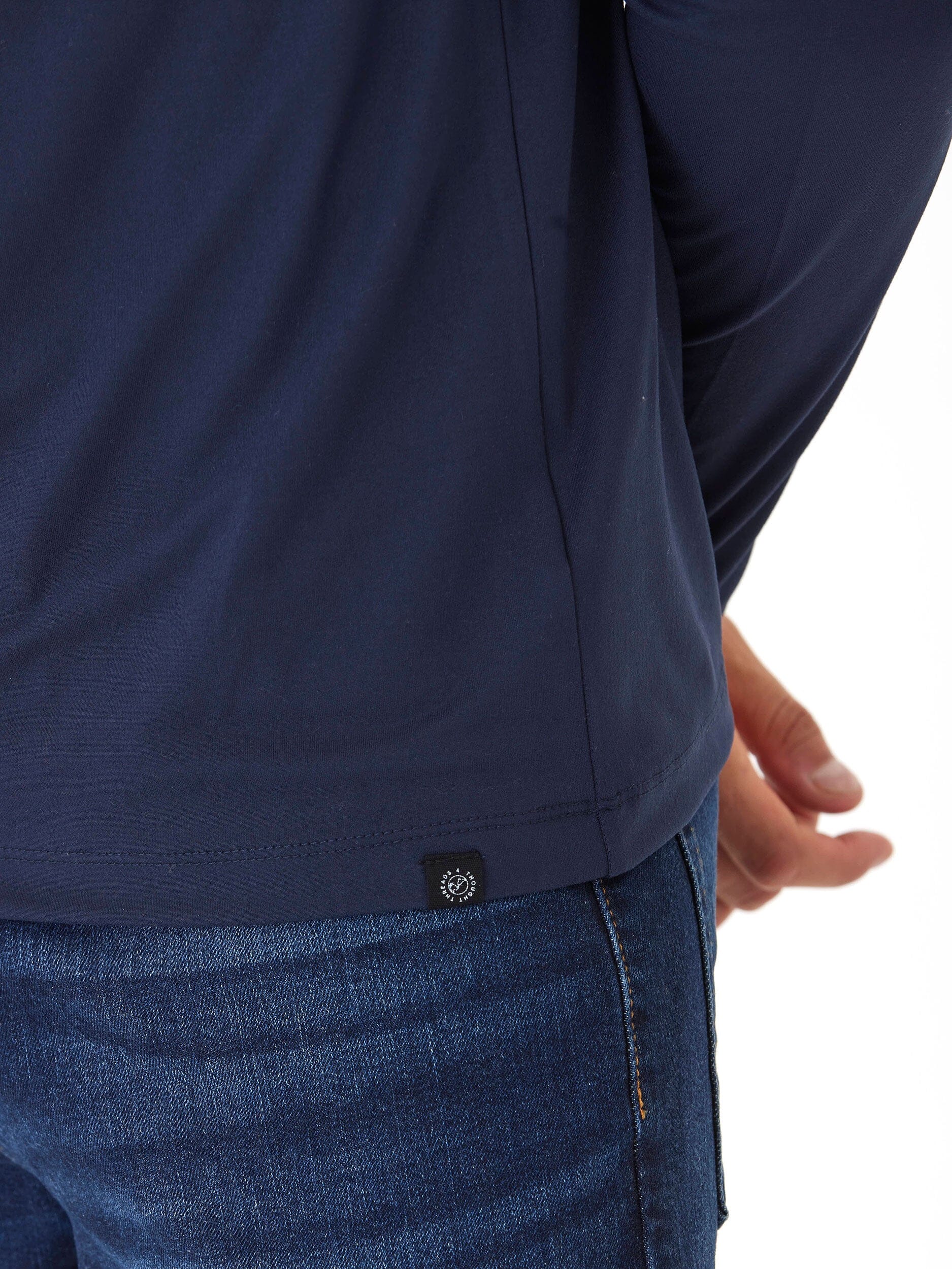 Frederick Luxe Jersey Long Sleeve Henley in Navy Blue